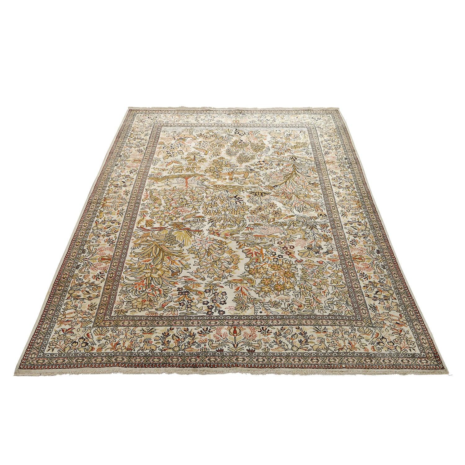 Persischer Qom-Teppich aus reiner Seide im Vintage-Stil - Größe: 7'2x4'8 (Handgeknüpft) im Angebot