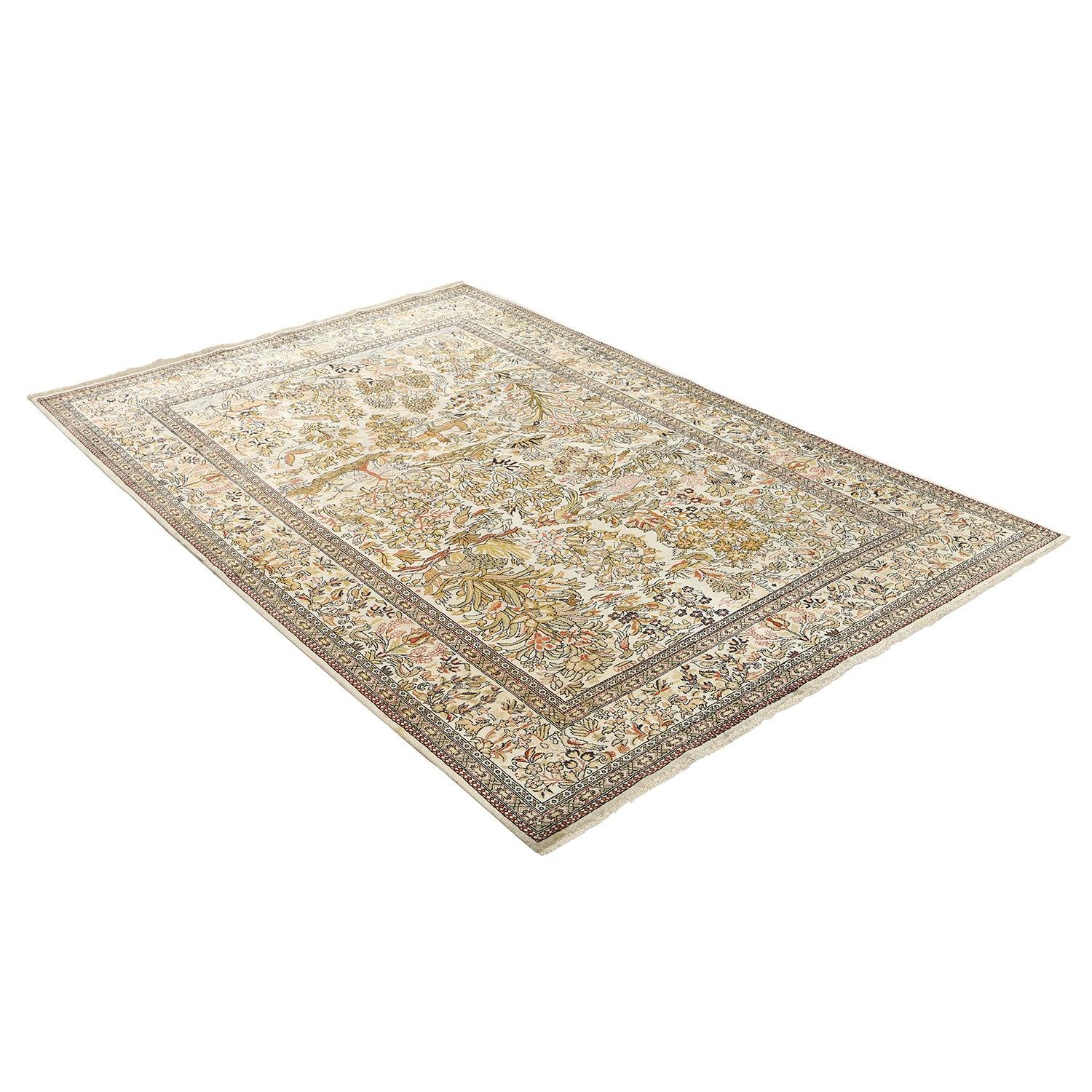 Persischer Qom-Teppich aus reiner Seide im Vintage-Stil - Größe: 7'2x4'8 im Zustand „Gut“ im Angebot in Los Angeles, CA