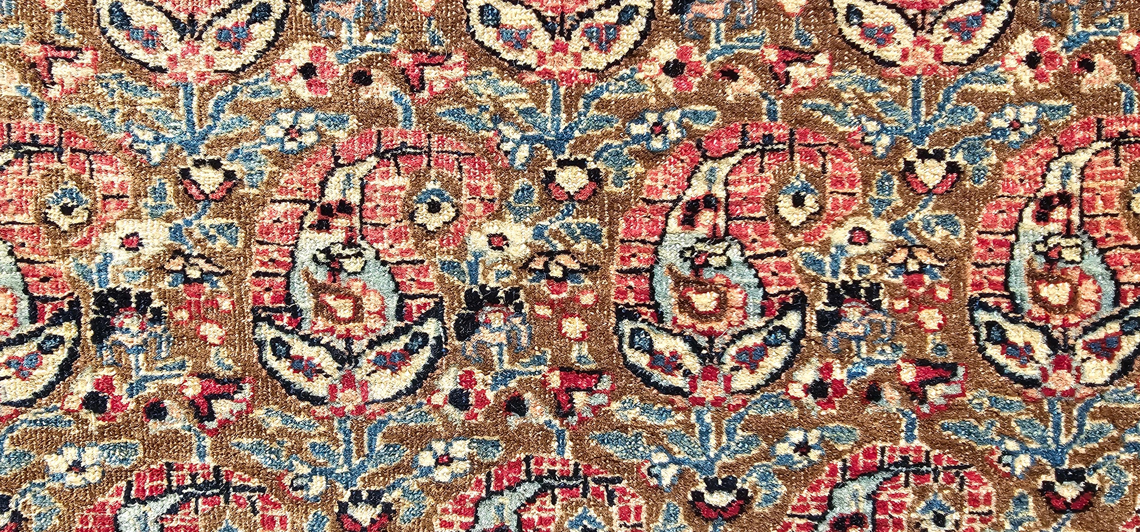 Persischer Qum-Teppich im Vintage-Stil in dunklem Taupe in Allover-Muster im Angebot 6