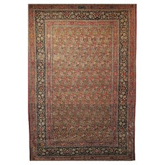 Persischer Qum-Teppich im Vintage-Stil in dunklem Taupe in Allover-Muster