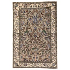 Vieux tapis persan Qum Pictorial Tree of Life Style Arts and Crafts