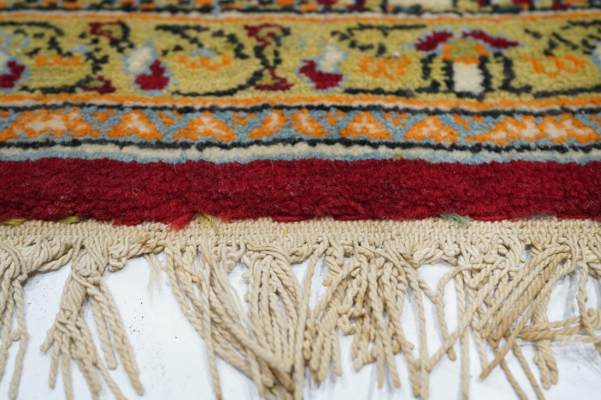 Wool Vintage Persian Qum Rug 4'6'' x 6'7'' For Sale