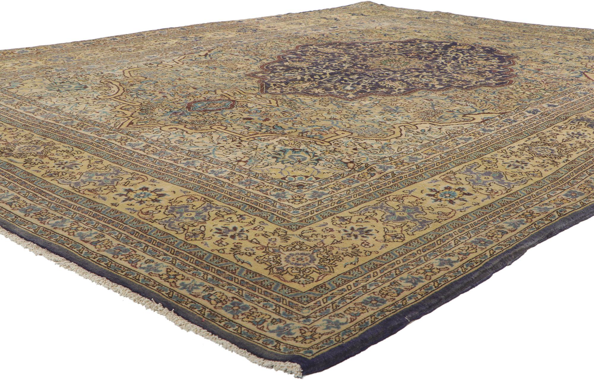 61164 Vintage Persian Qum rug, 07'03 x 09'06.