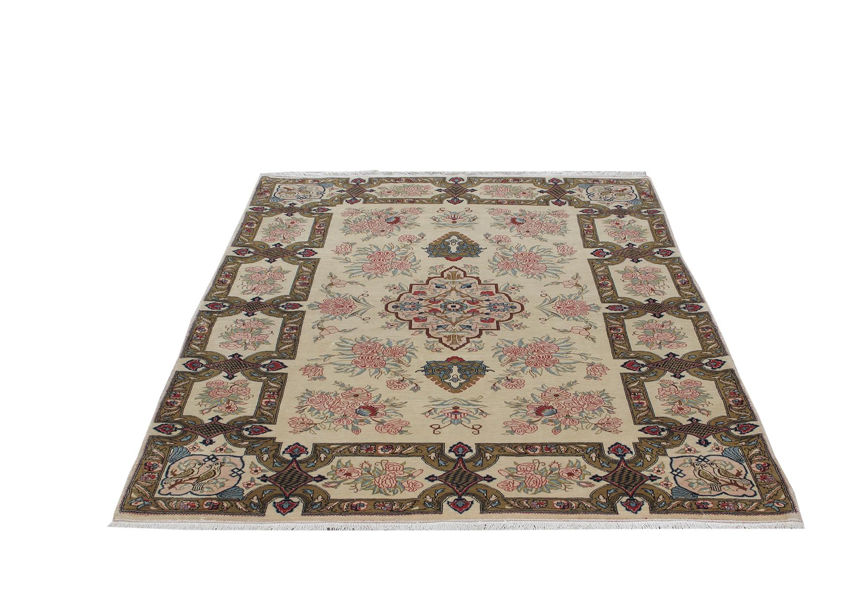 Islamic Vintage Persian Qum Rug For Sale