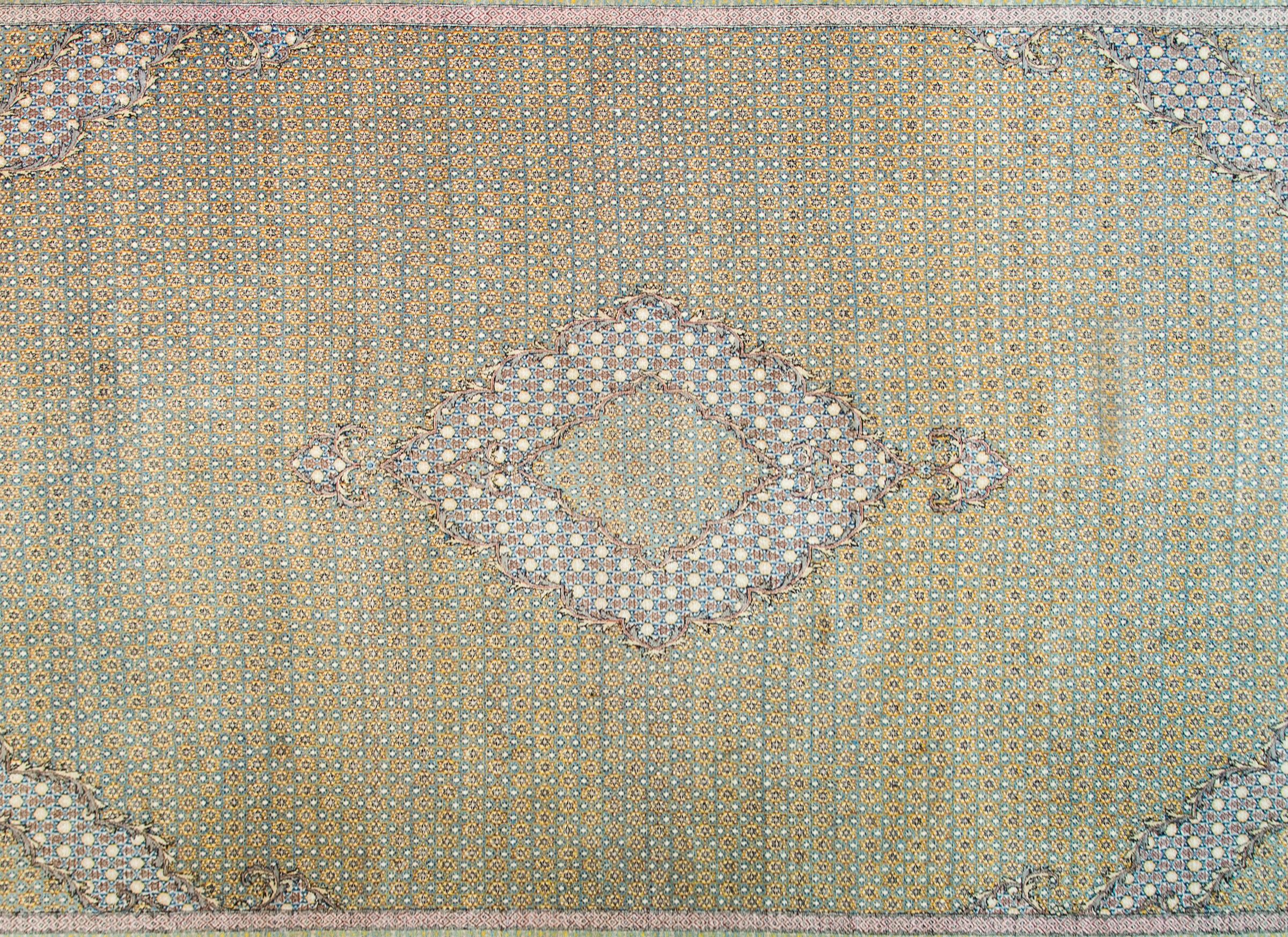 Hand-Knotted Vintage Persian Qum Rug For Sale