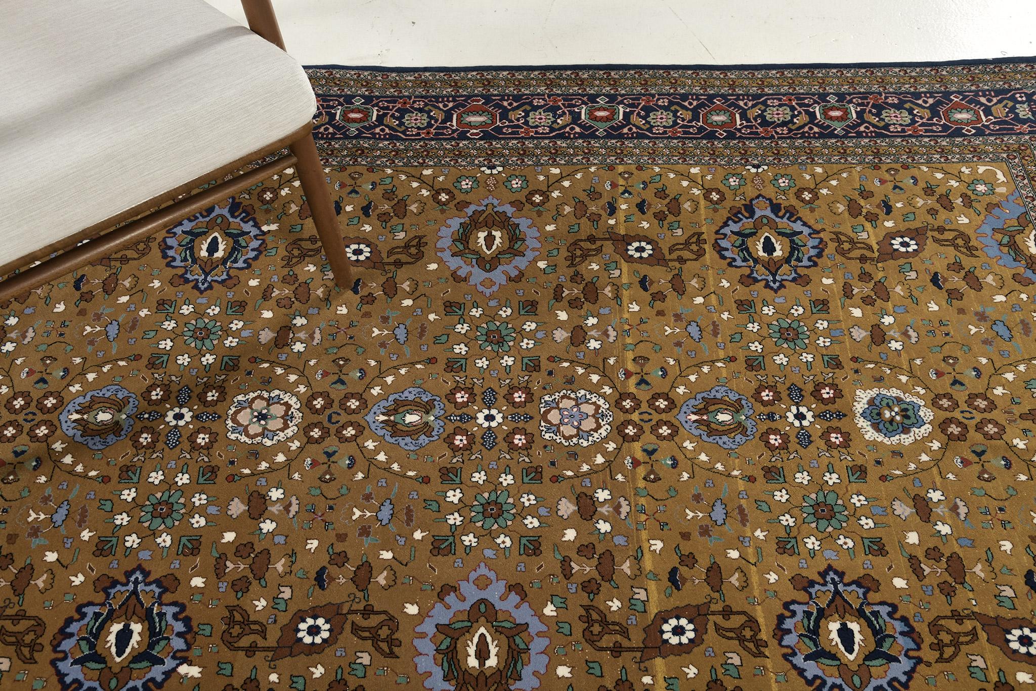 Vintage Persian Qum Rug In Good Condition For Sale In WEST HOLLYWOOD, CA