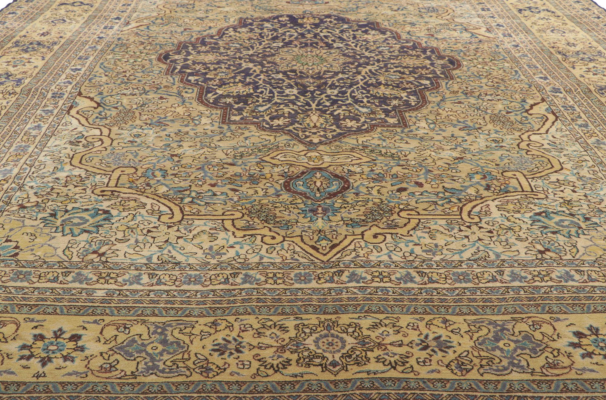Hand-Knotted Vintage Persian Qum Rug For Sale