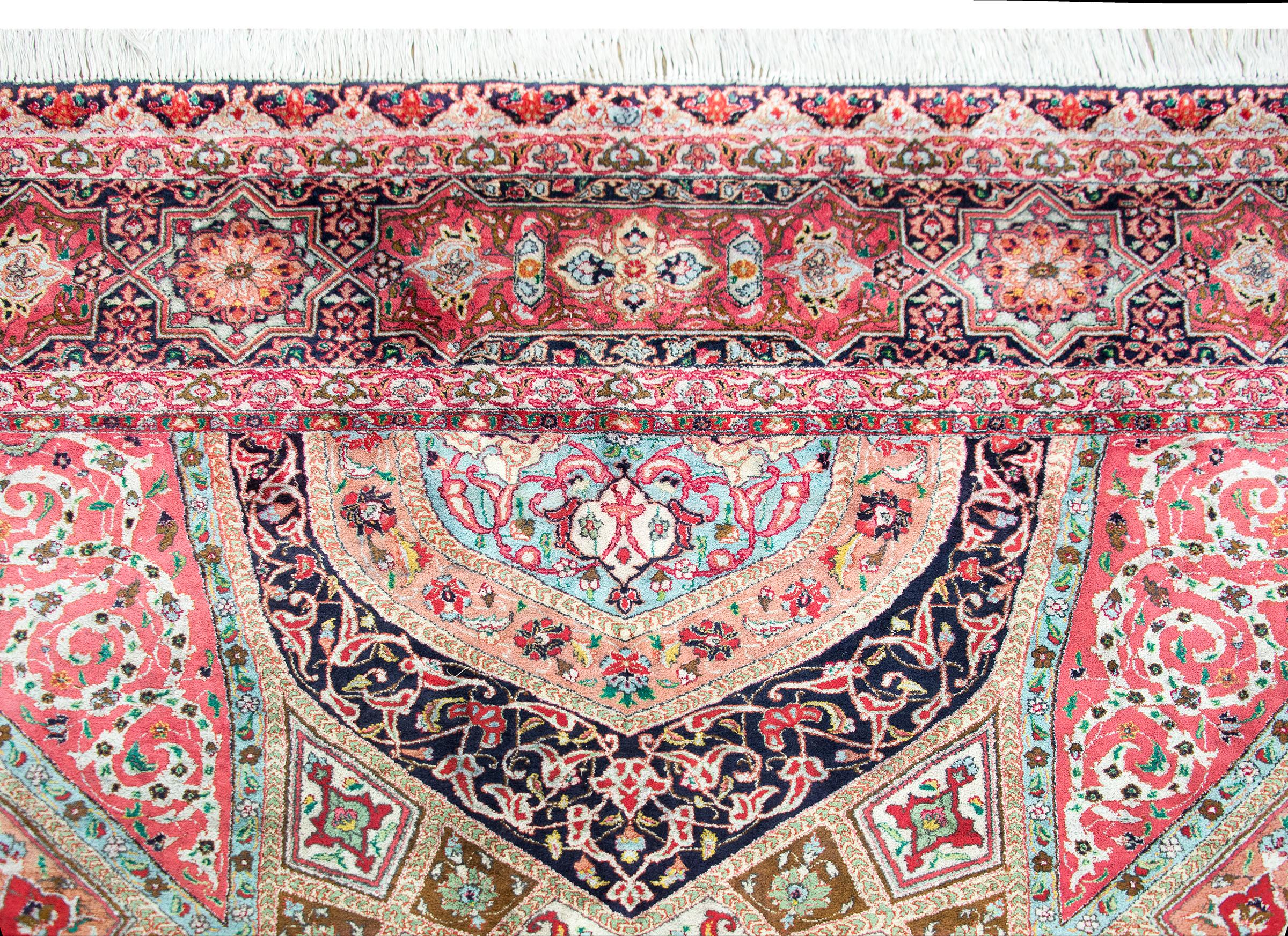 Silk Vintage Persian Qum Rug For Sale