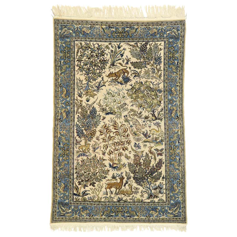 Vintage Persian Tabriz Gallery Rug with Hunting Scene and Medieval ...