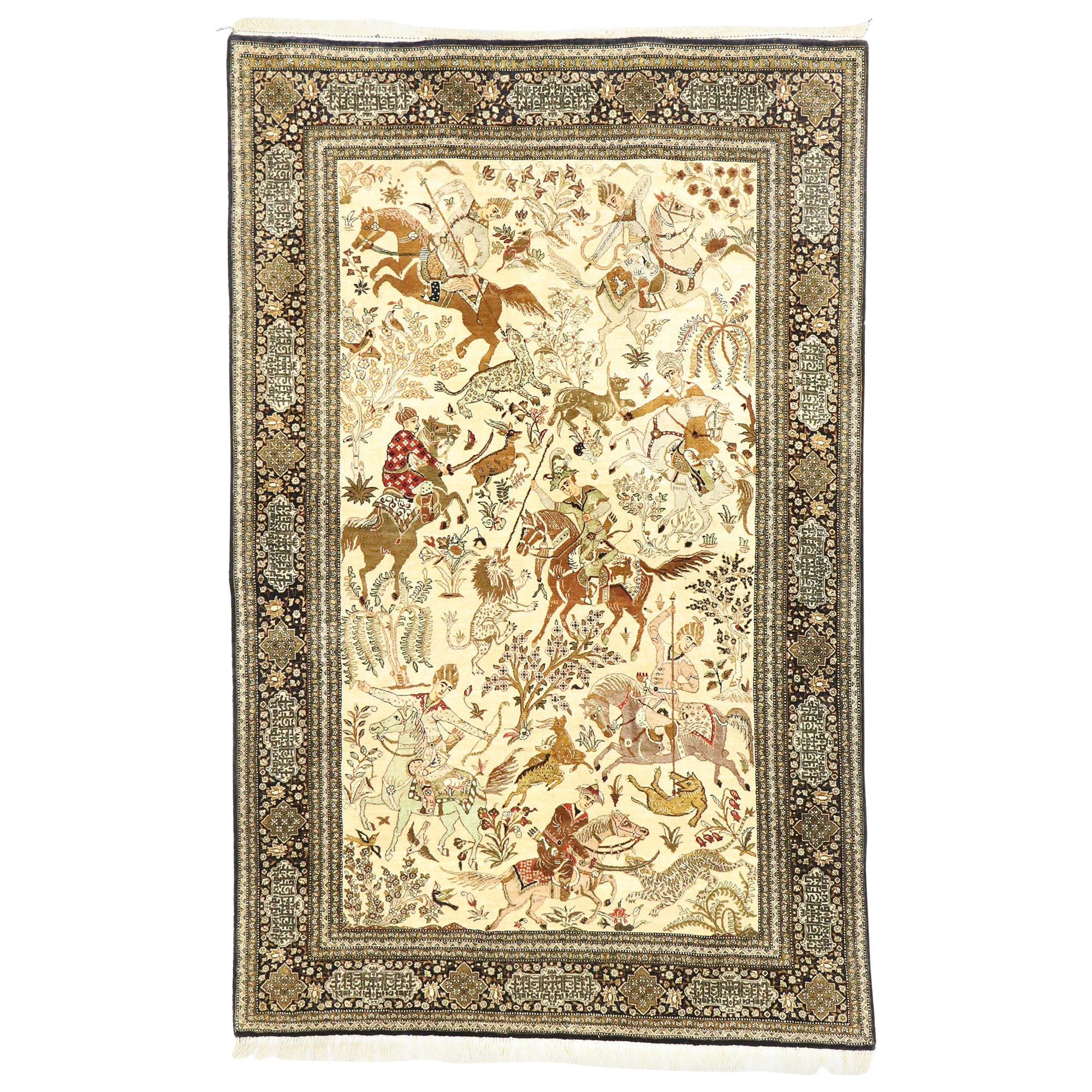 Yilong 8'x10' Hand Knotted Oriental Qum Persian Silk Rug Four Season Traditional Hand Made Carpet 8-Feet-by-10-Feet, Ivory 1256