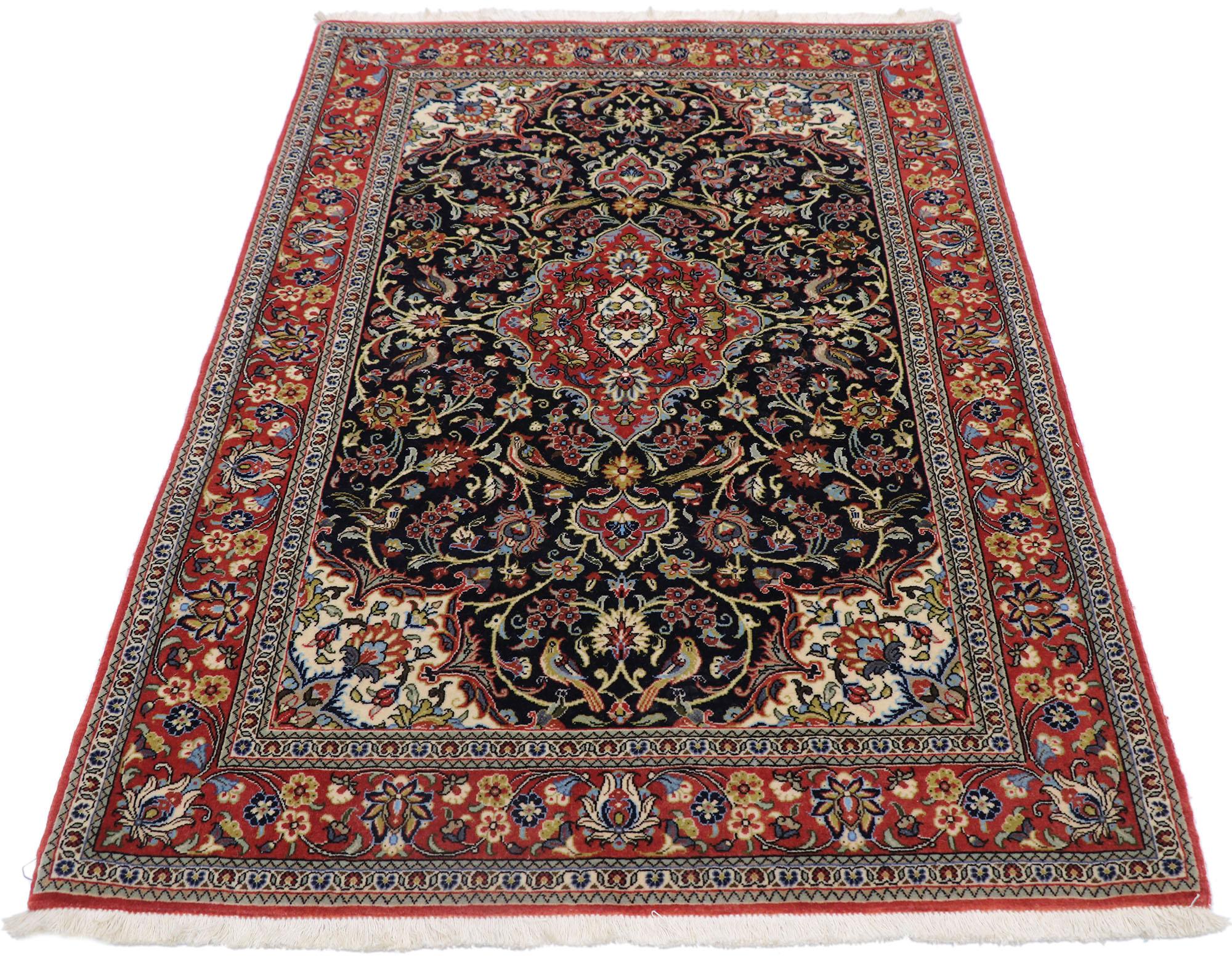 Hand-Knotted Vintage Persian Qum Rug with Neoclassical Art Nouveau Style For Sale