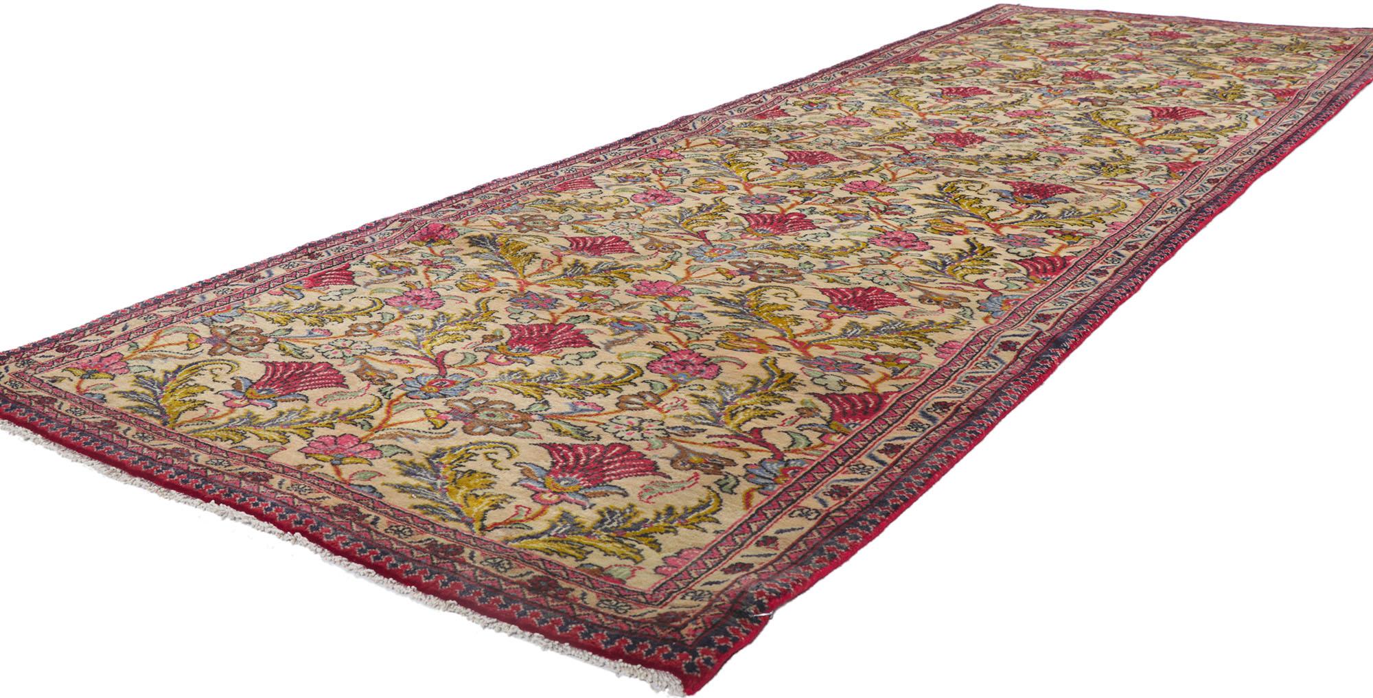 61020 Vintage Persian Qum Runner,  03'03 x 09'07

Perfect for a hallway, long entry, grand foyer, designer entryway, galley kitchen, corridor, long stair landing, grand parlor, home office, private library, conservatory, wine cellar, executive