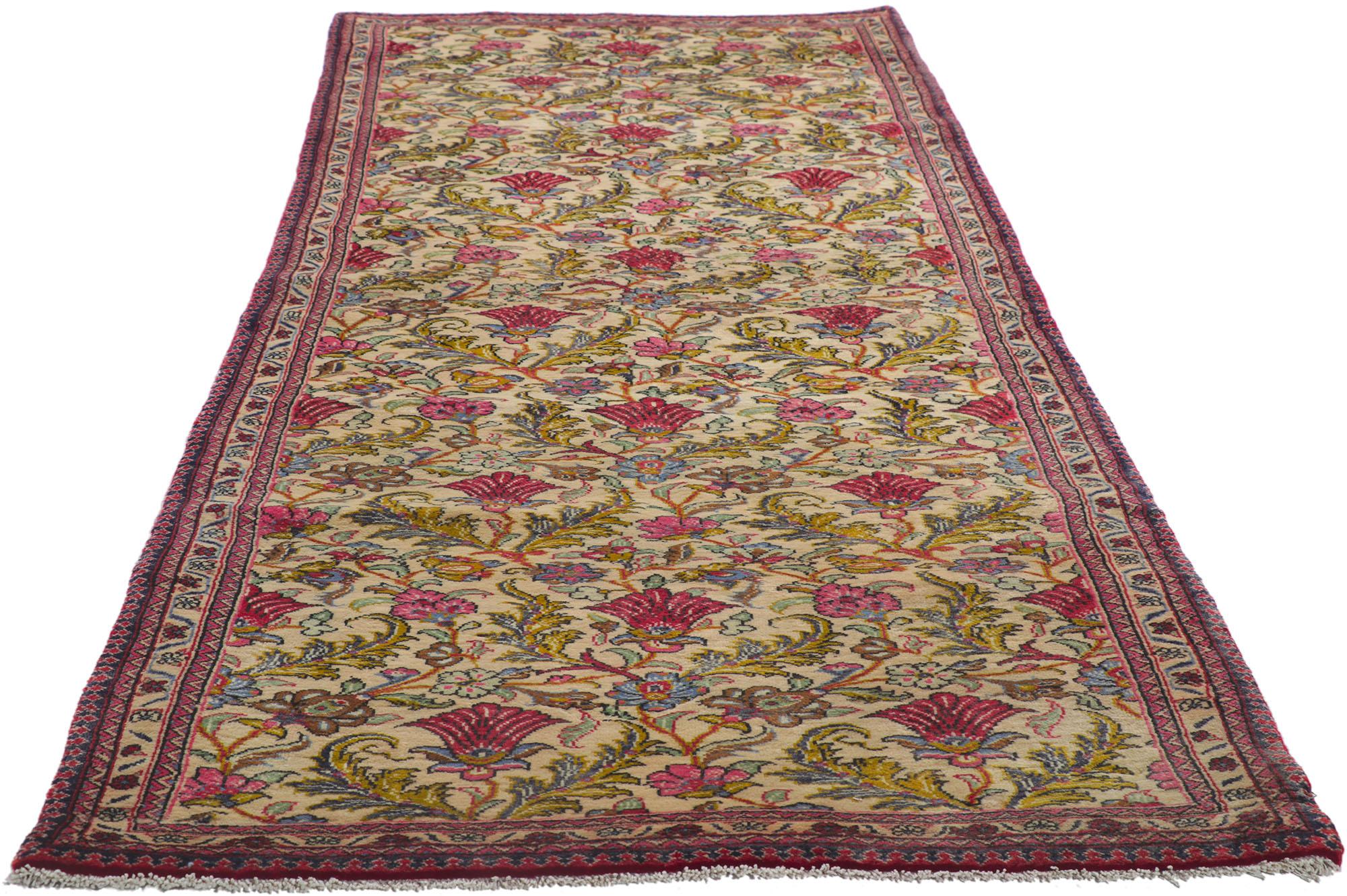 Arts and Crafts Vintage Persian Qum Runner with Arts & Crafts Style For Sale