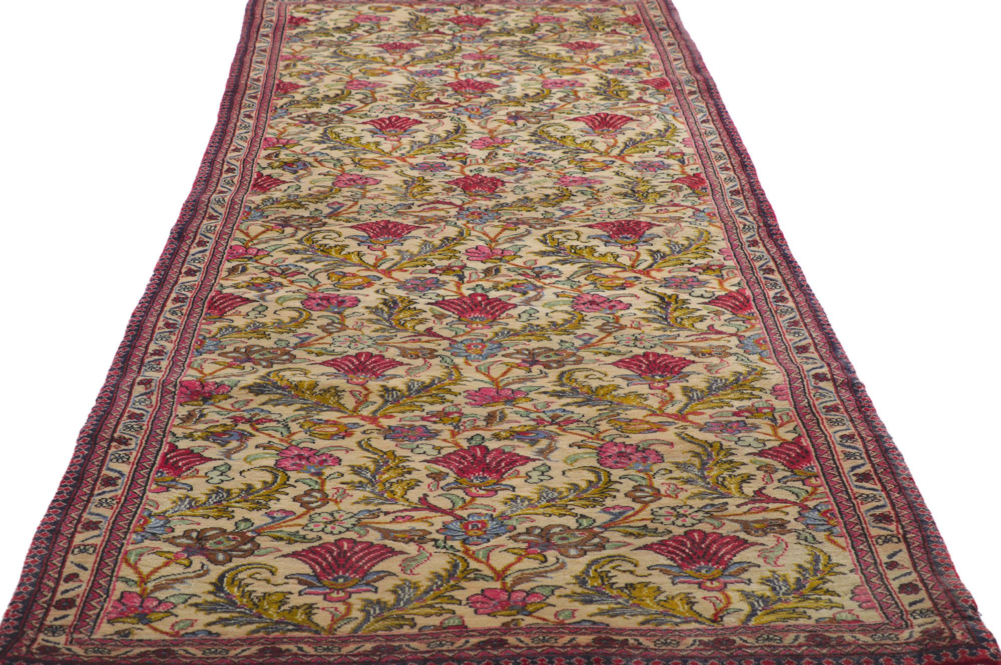 Hand-Knotted Vintage Persian Qum Runner with Arts & Crafts Style For Sale