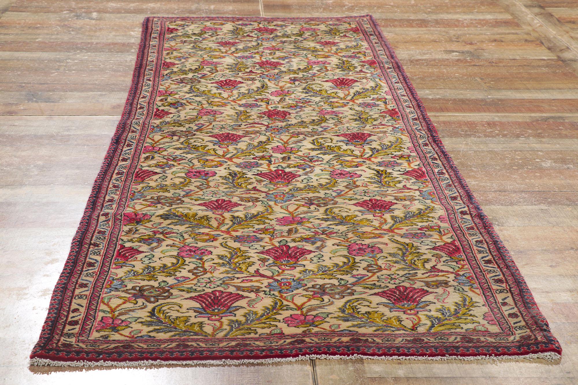 Wool Vintage Persian Qum Runner with Arts & Crafts Style For Sale