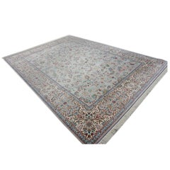 Vintage Persian Qum Silk 8x11 Grey & Ivory Handmade Area Rug