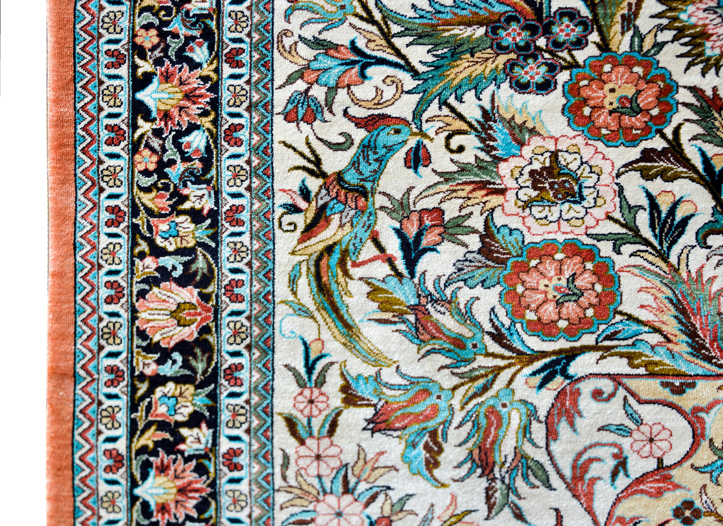 20th Century Vintage Persian Qum Silk Rug