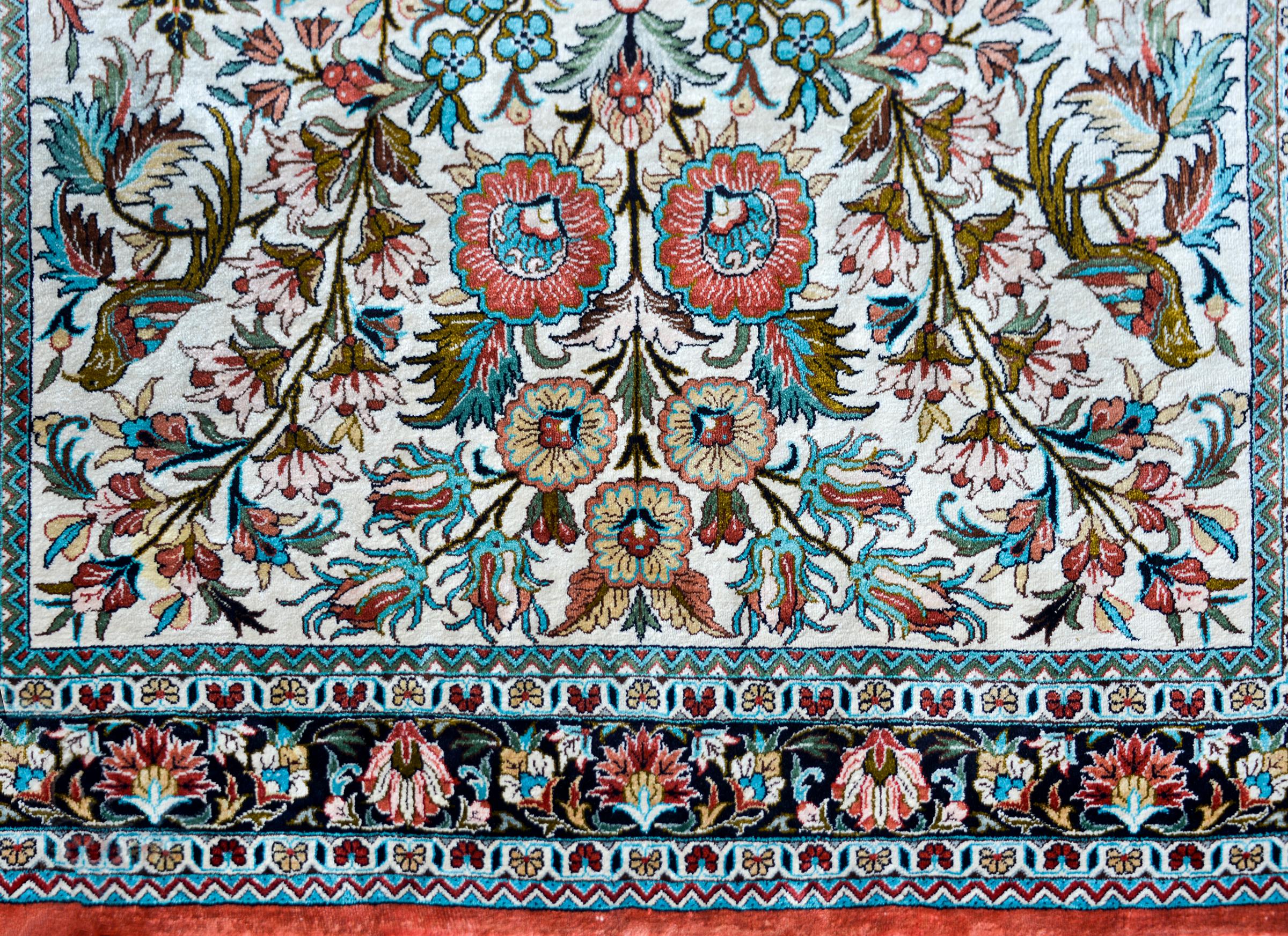 Vintage Persian Qum Silk Rug 2