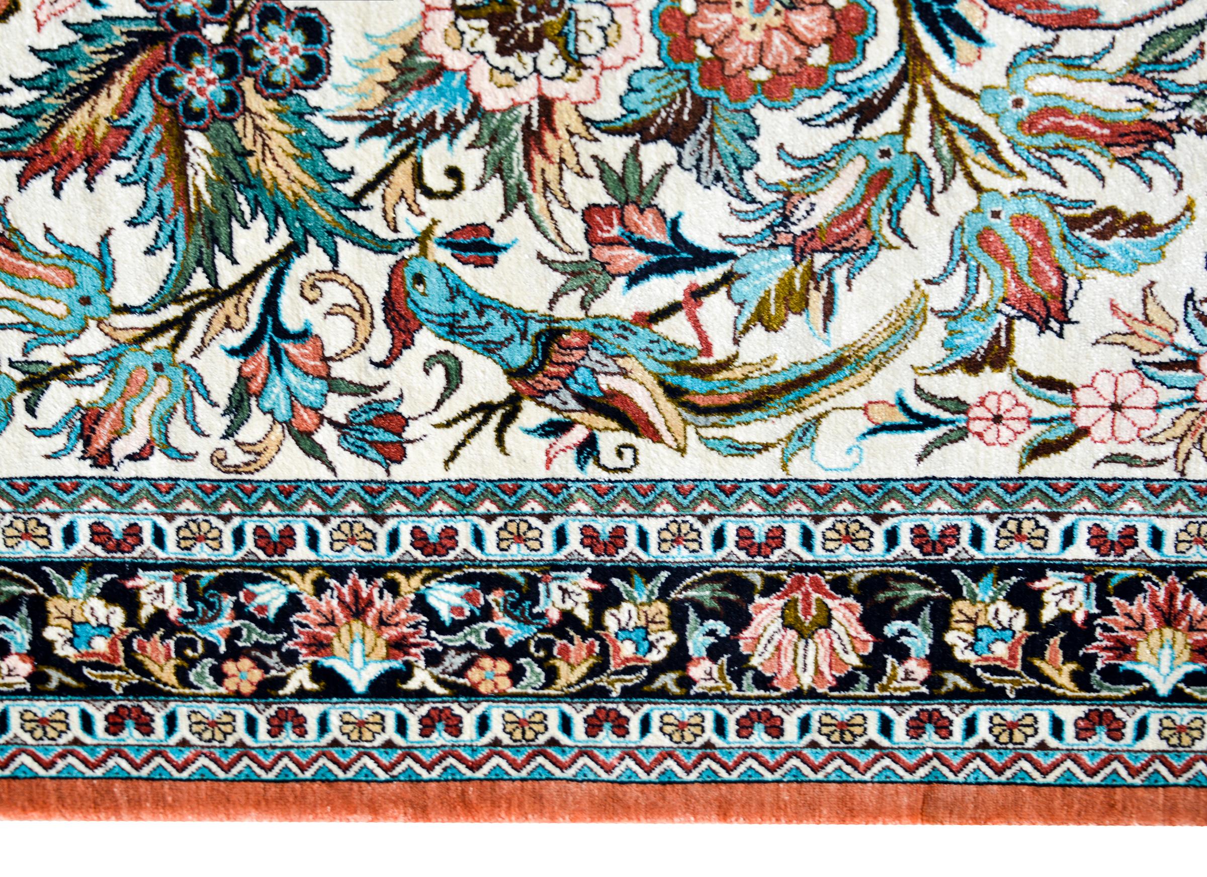 Vintage Persian Qum Silk Rug 3