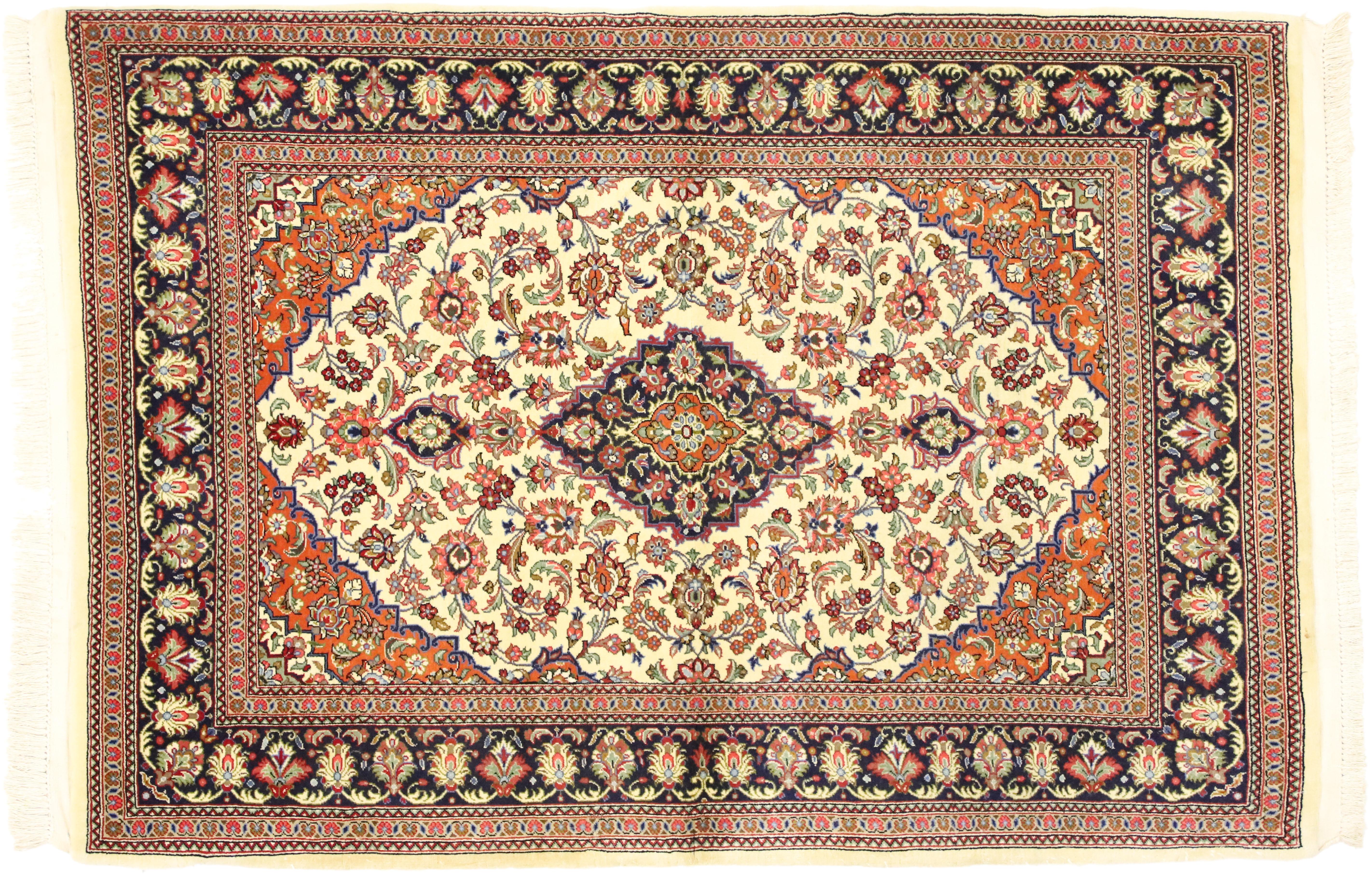 20th Century Vintage Persian Qum Silk Rug with with French Rococo Style For Sale