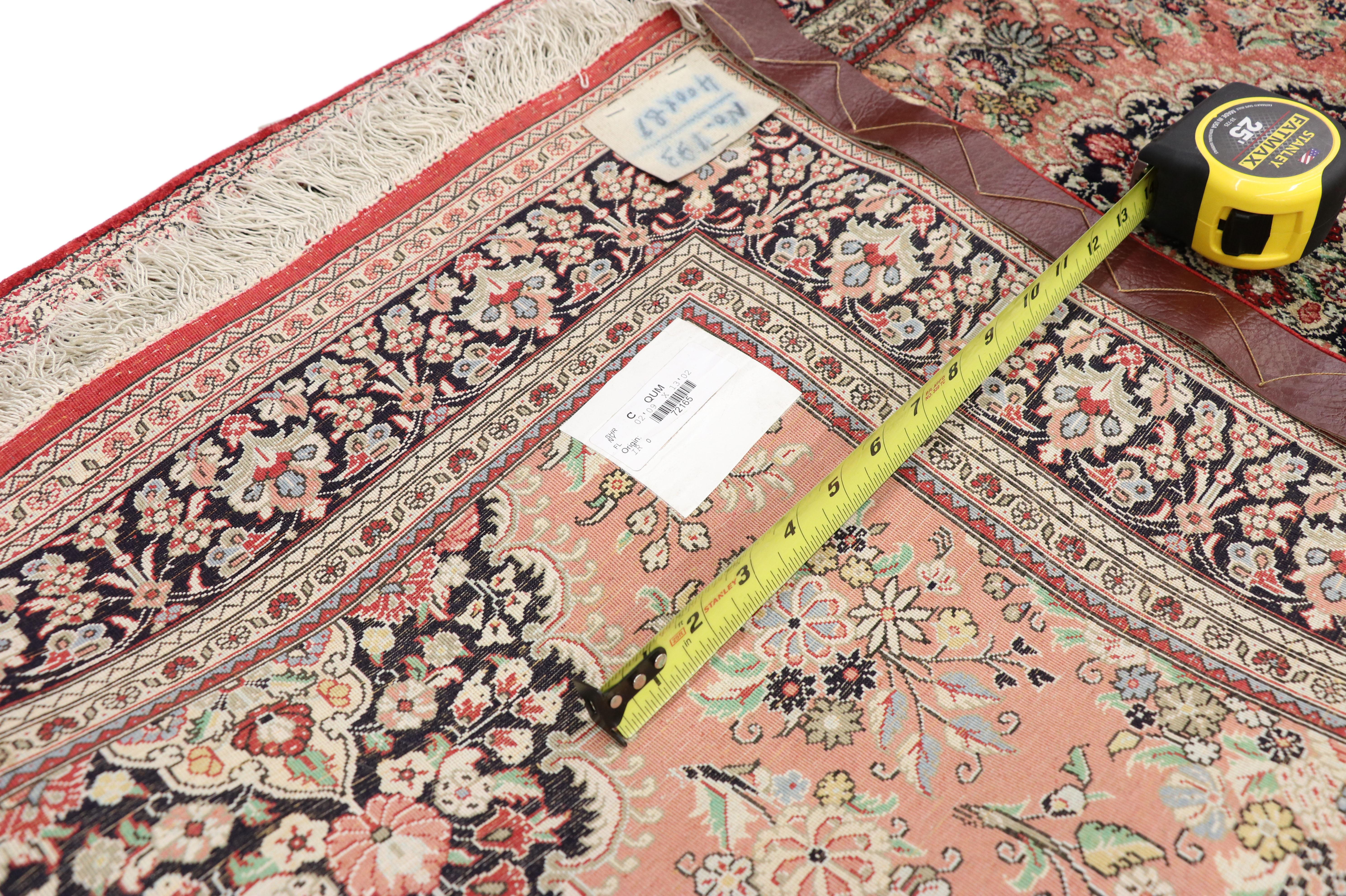 Vintage Persian Silk Qum Rug, French Rococo Meets Perpetually Posh In Good Condition For Sale In Dallas, TX