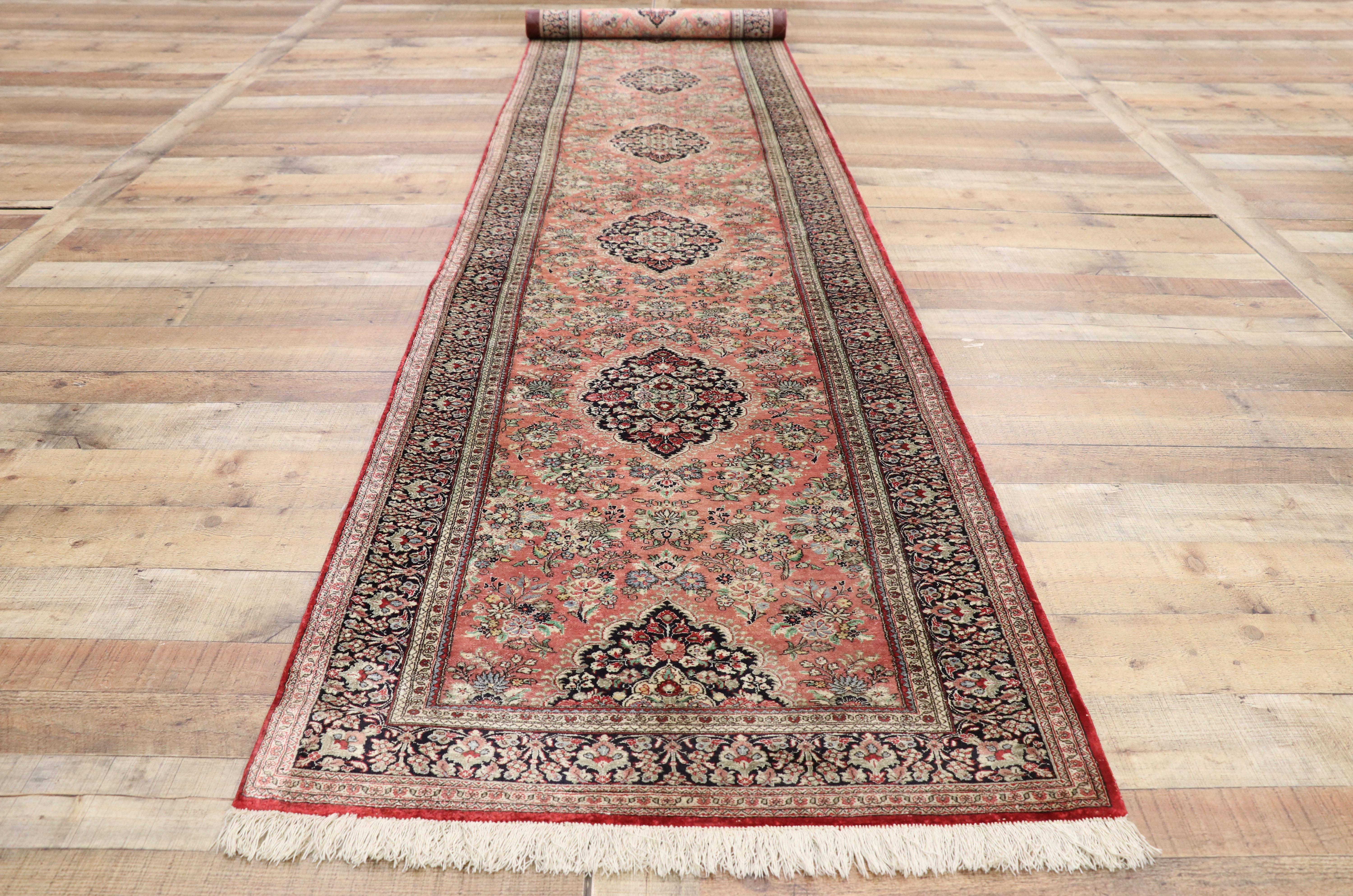 Vintage Persian Silk Qum Rug, French Rococo Meets Perpetually Posh For Sale 1