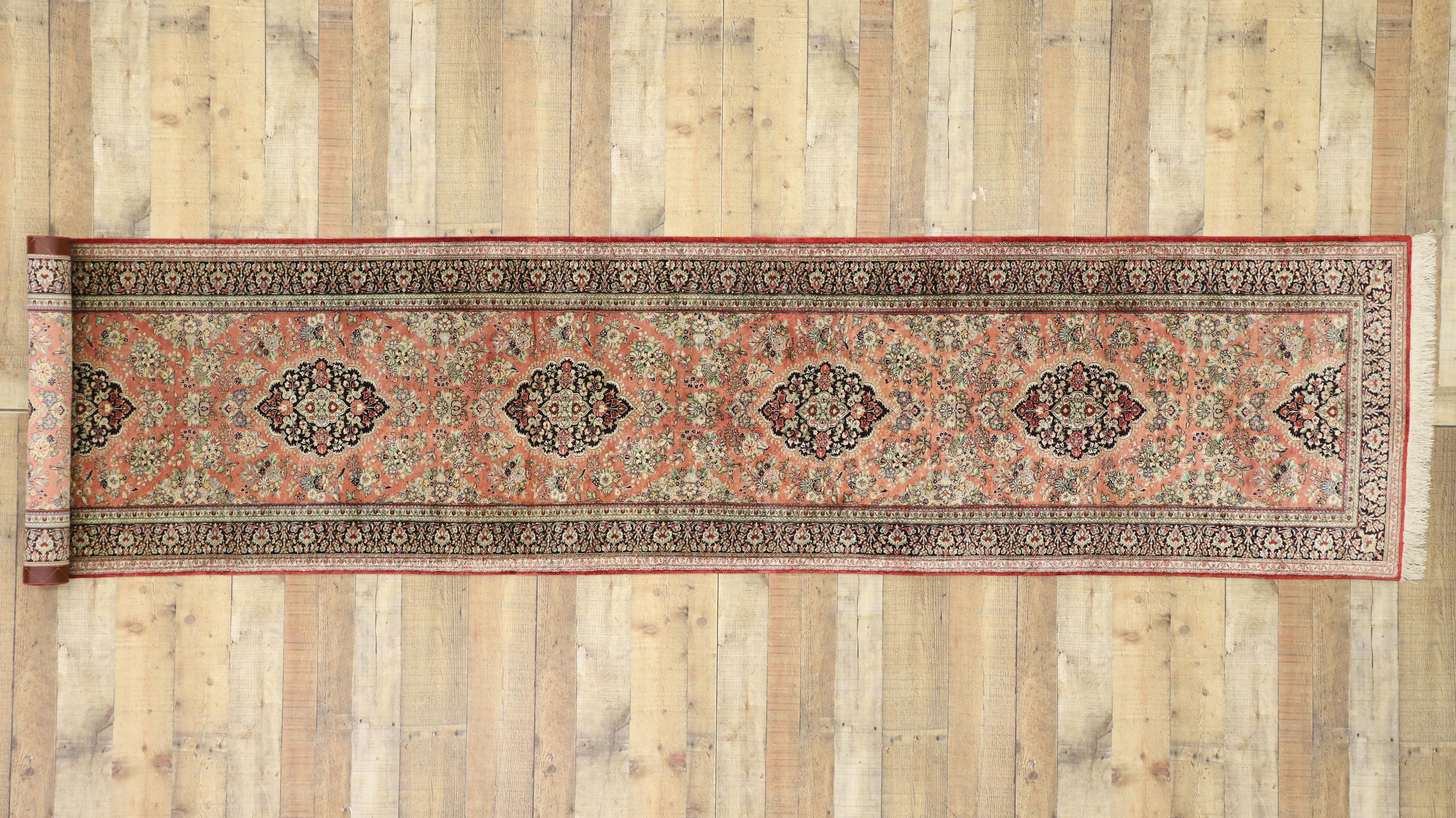 Vintage Persian Silk Qum Rug, French Rococo Meets Perpetually Posh For Sale 2
