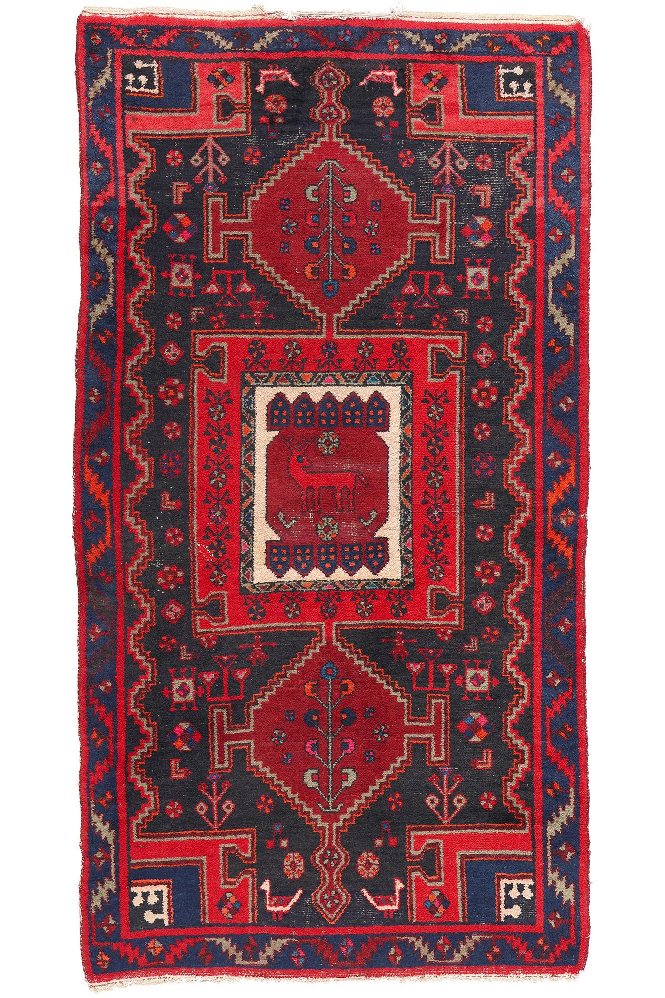 Tappeto Nahavand Hamadan rosso persiano d'epoca in vendita 2