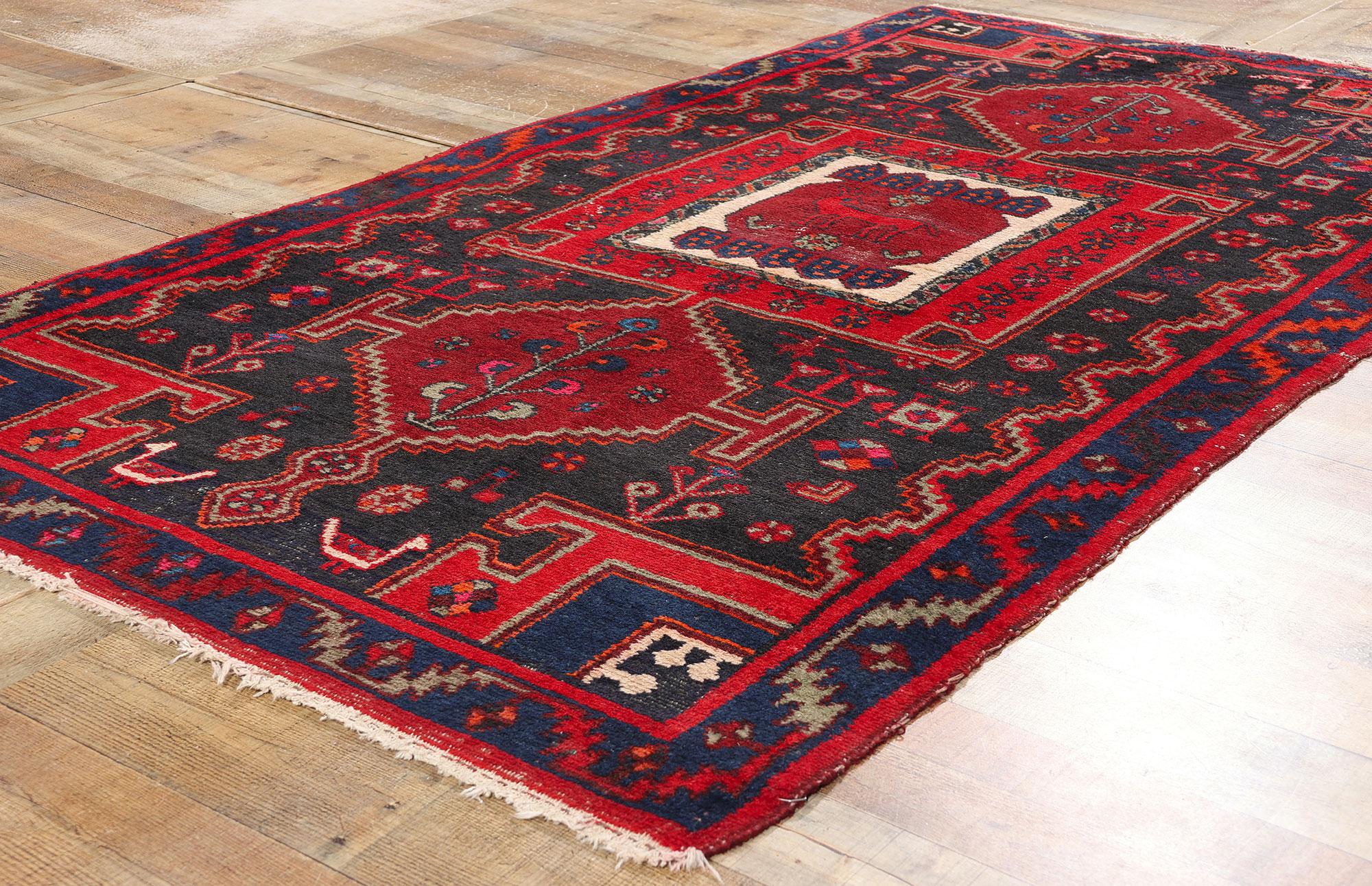 XX secolo Tappeto Nahavand Hamadan rosso persiano d'epoca in vendita