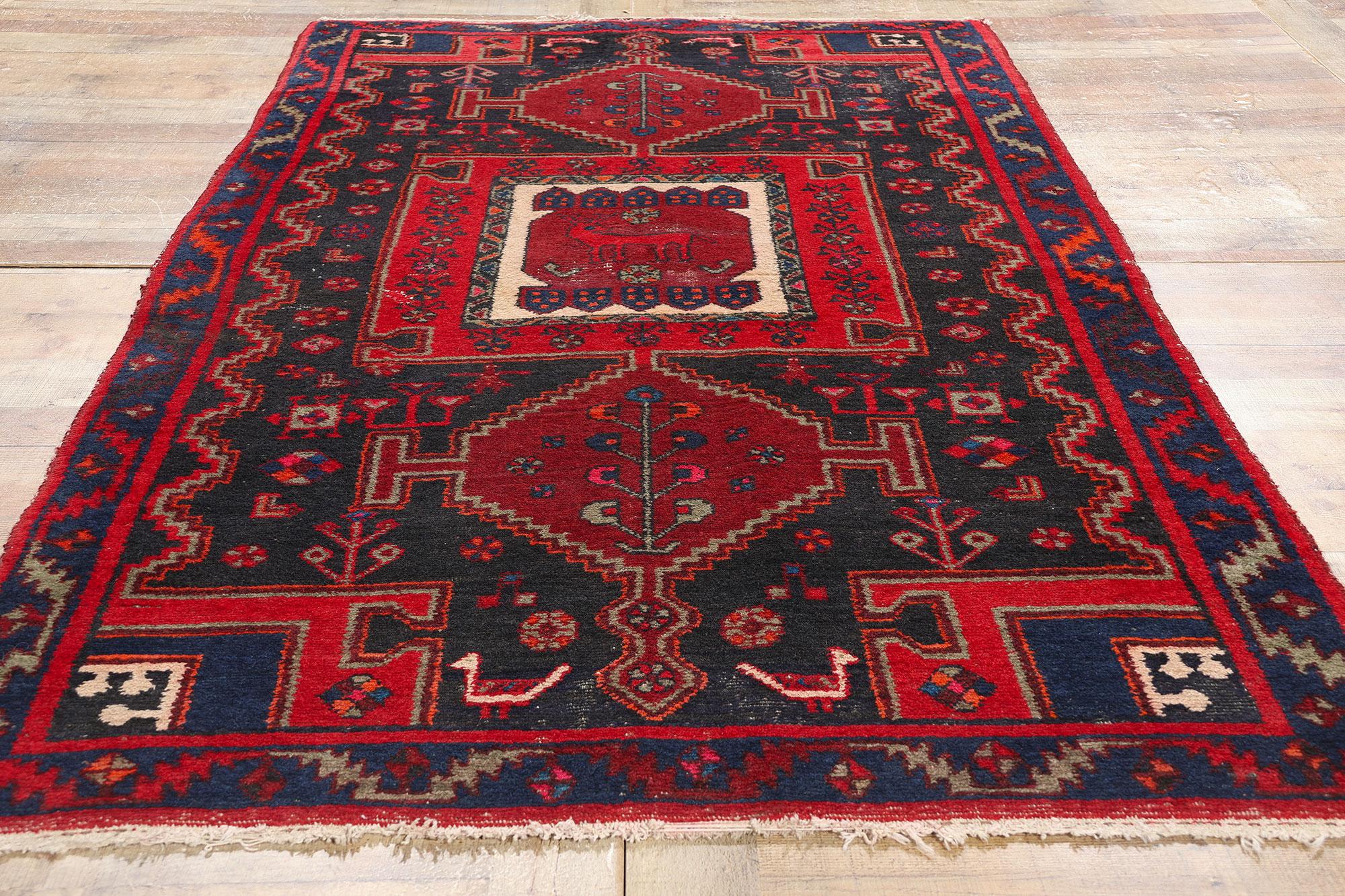 Lana Tappeto Nahavand Hamadan rosso persiano d'epoca in vendita