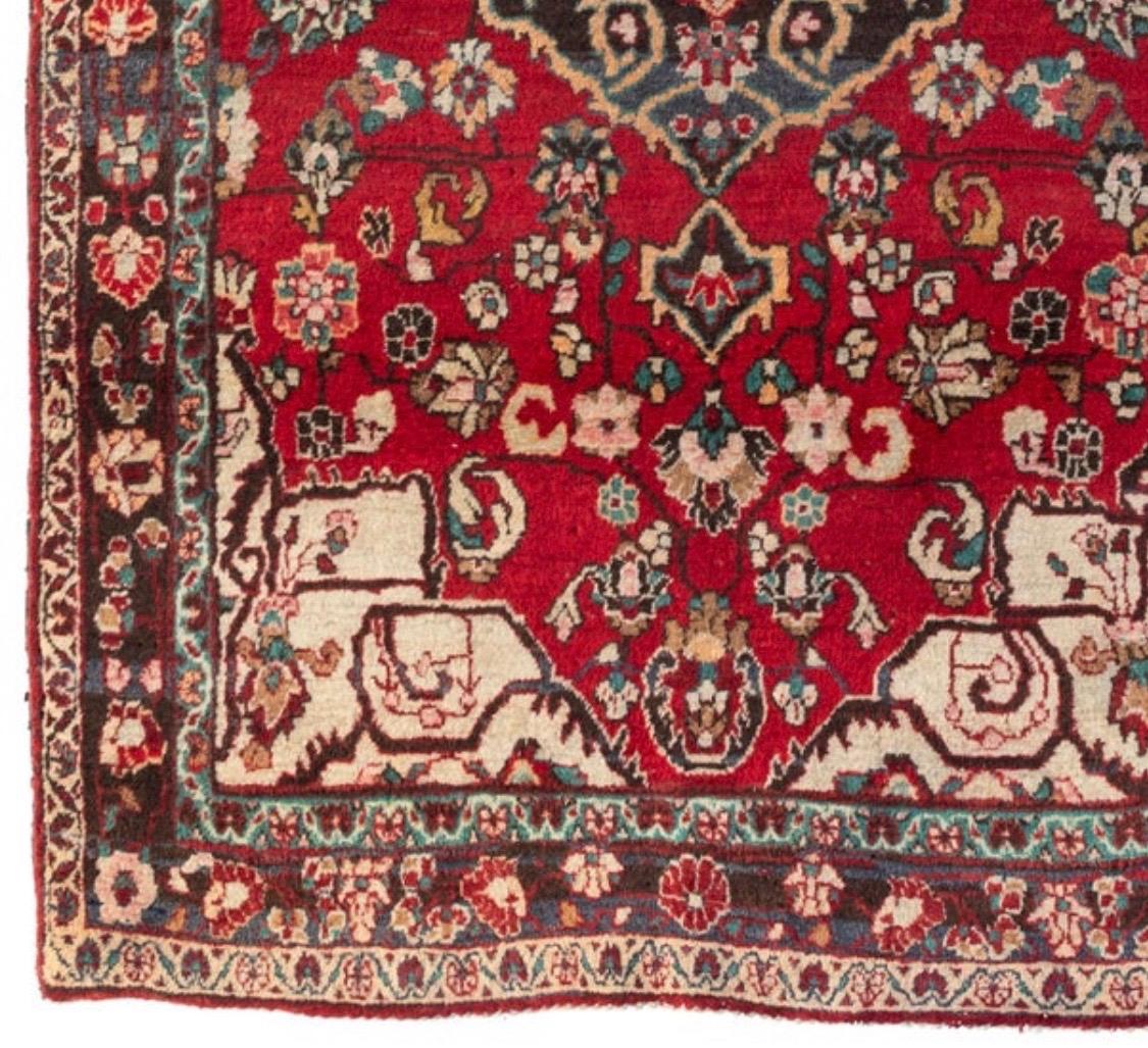 Asian Vintage Persian Red Sarouk Small Rug For Sale