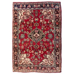 Retro Persian Red Sarouk Small Rug