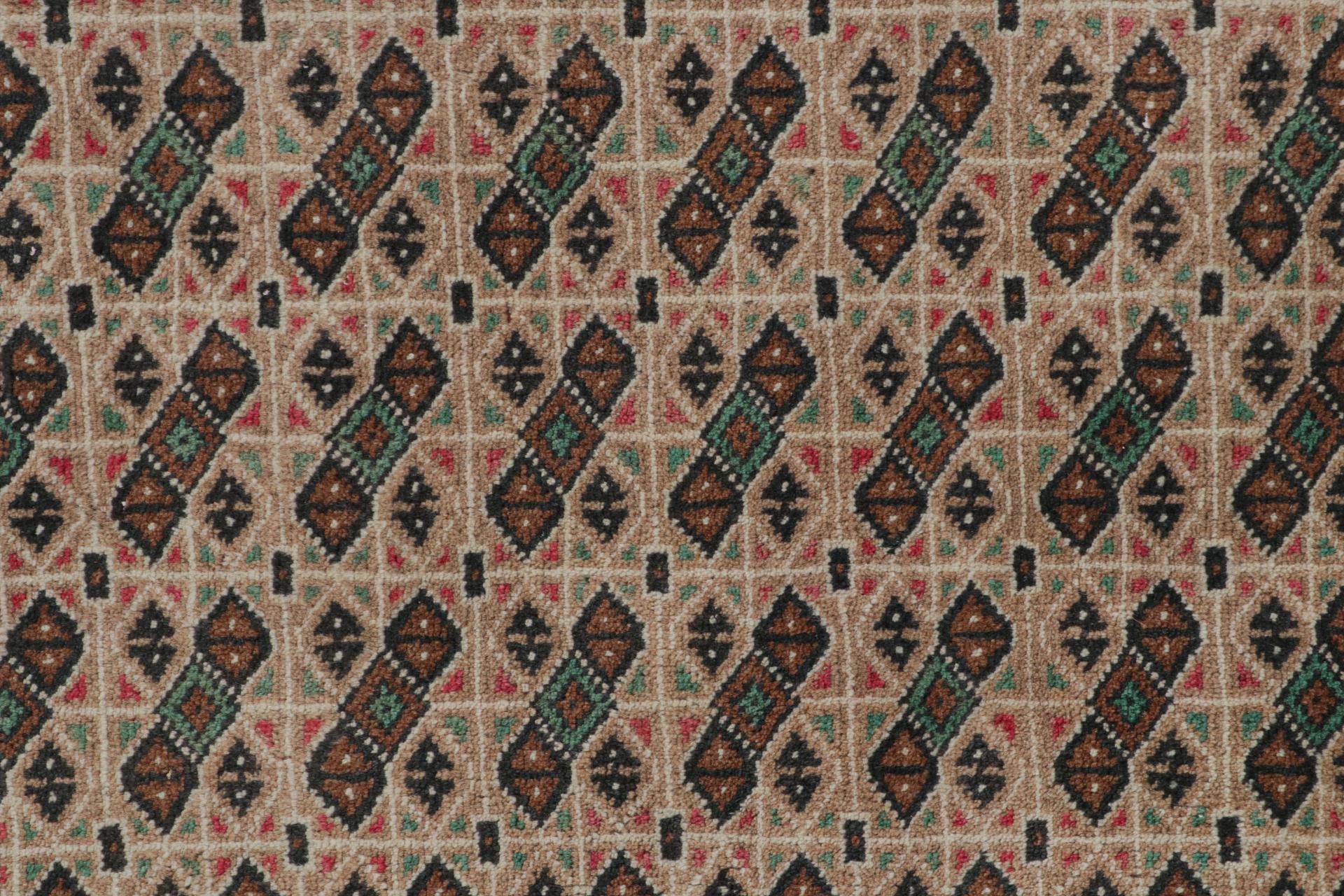 Wool Vintage Persian rug in Beige-Brown Patterns by Rug & Kilim For Sale