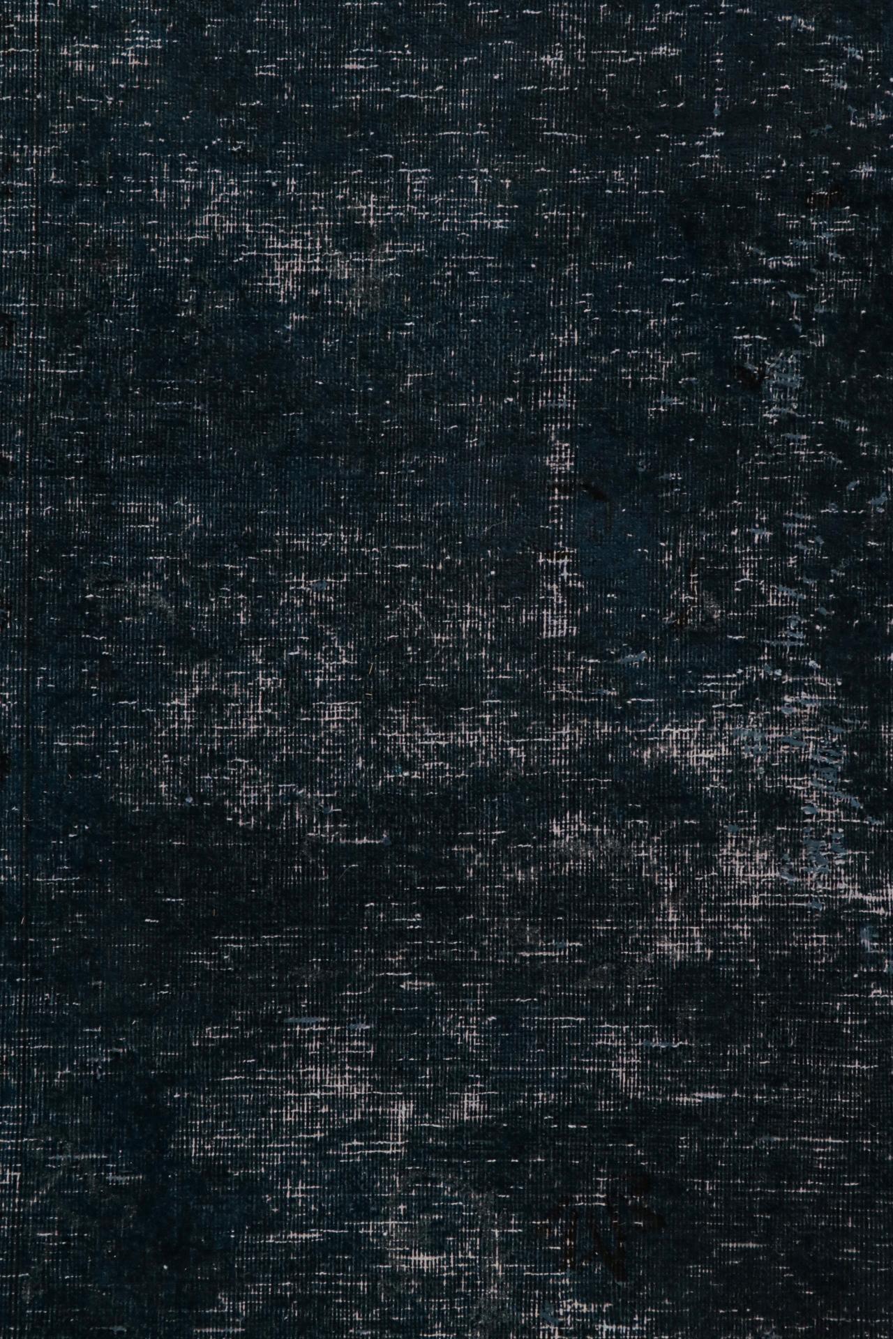 Wool Vintage Persian rug in Blue and Black by Rug & Kilim For Sale