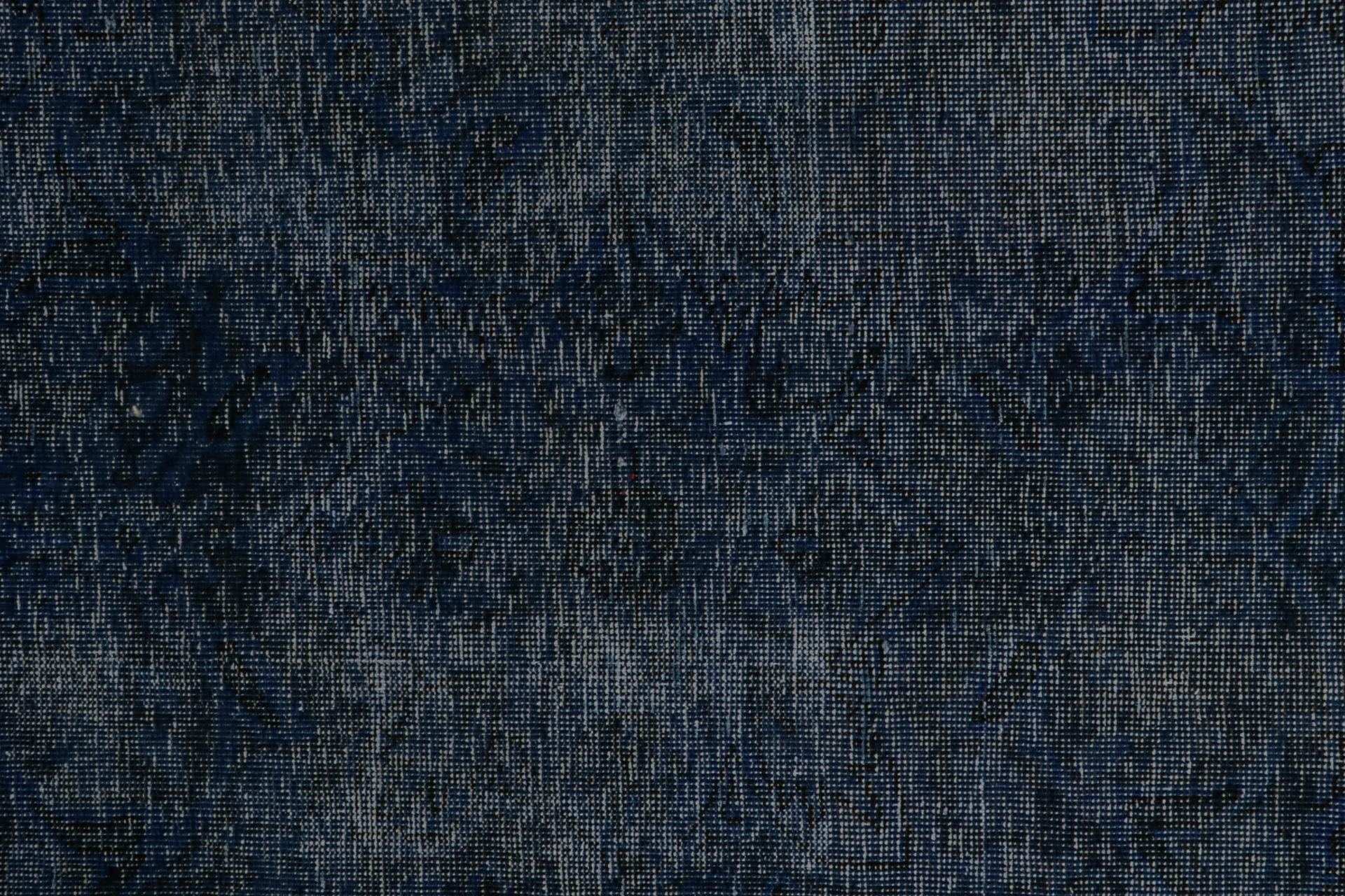 Wool Vintage Persian rug in Blue and Black by Rug & Kilim For Sale