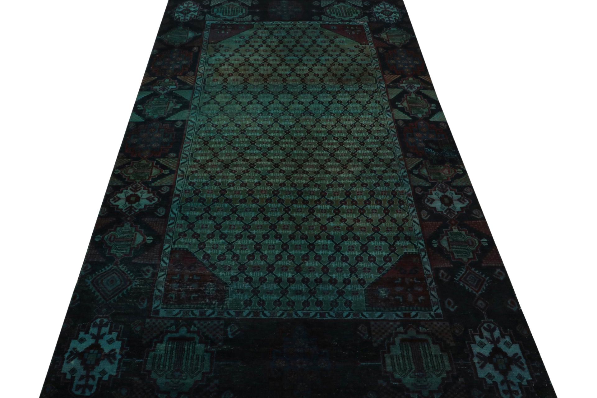 Hand-Knotted Vintage Persian rug in Blue and Green by Rug & Kilim For Sale