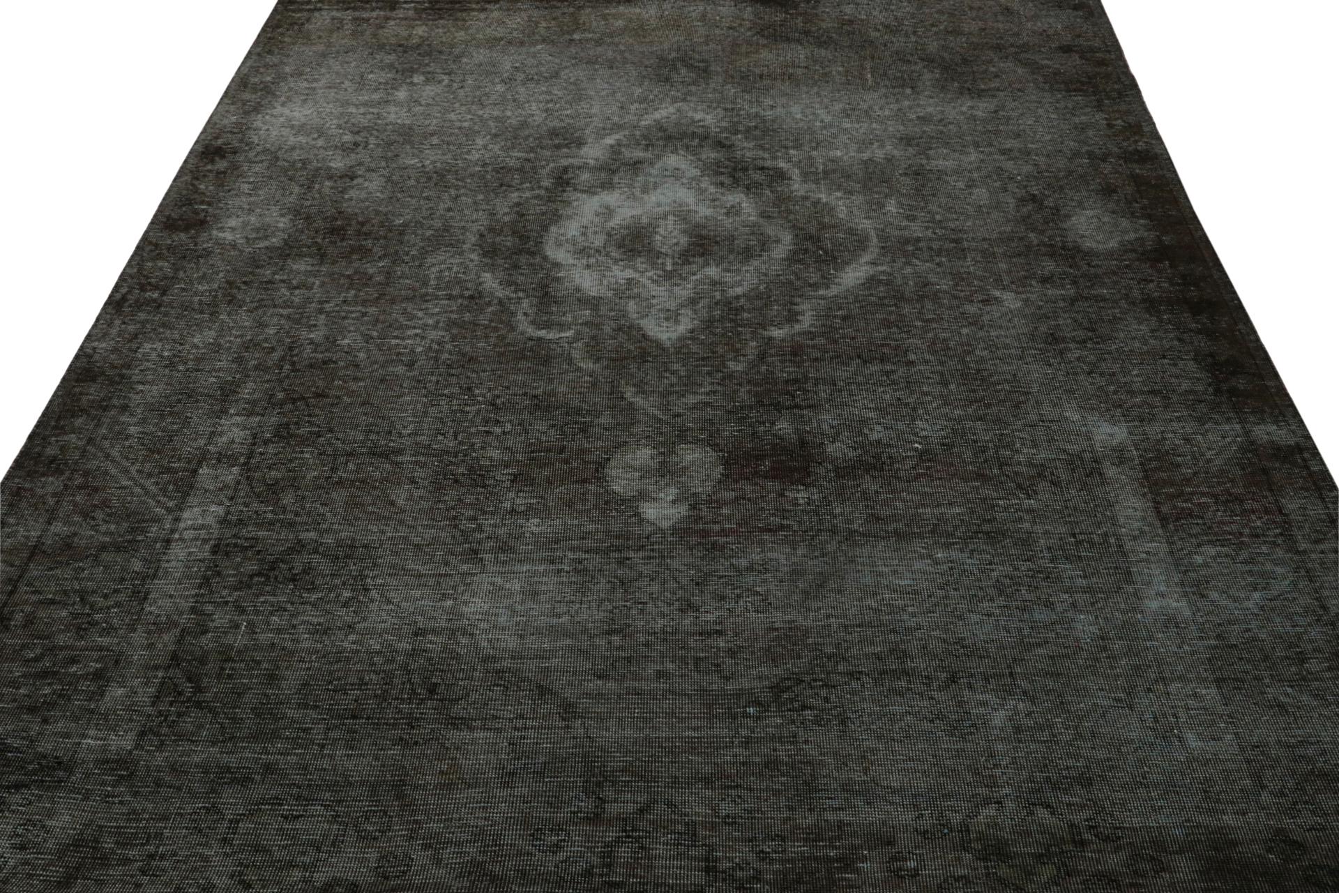 Hand-Knotted Vintage Persian rug in Brown and Black by Rug & Kilim For Sale