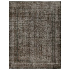 Tapis persan vintage en brun et bleu avec motifs floraux, de Rug & Kilim