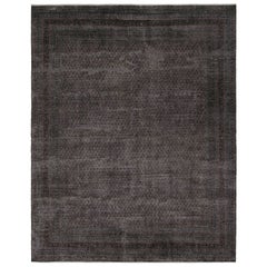 Tapis persan vintage gris avec motifs géométriques bleus, de Rug & Kilim