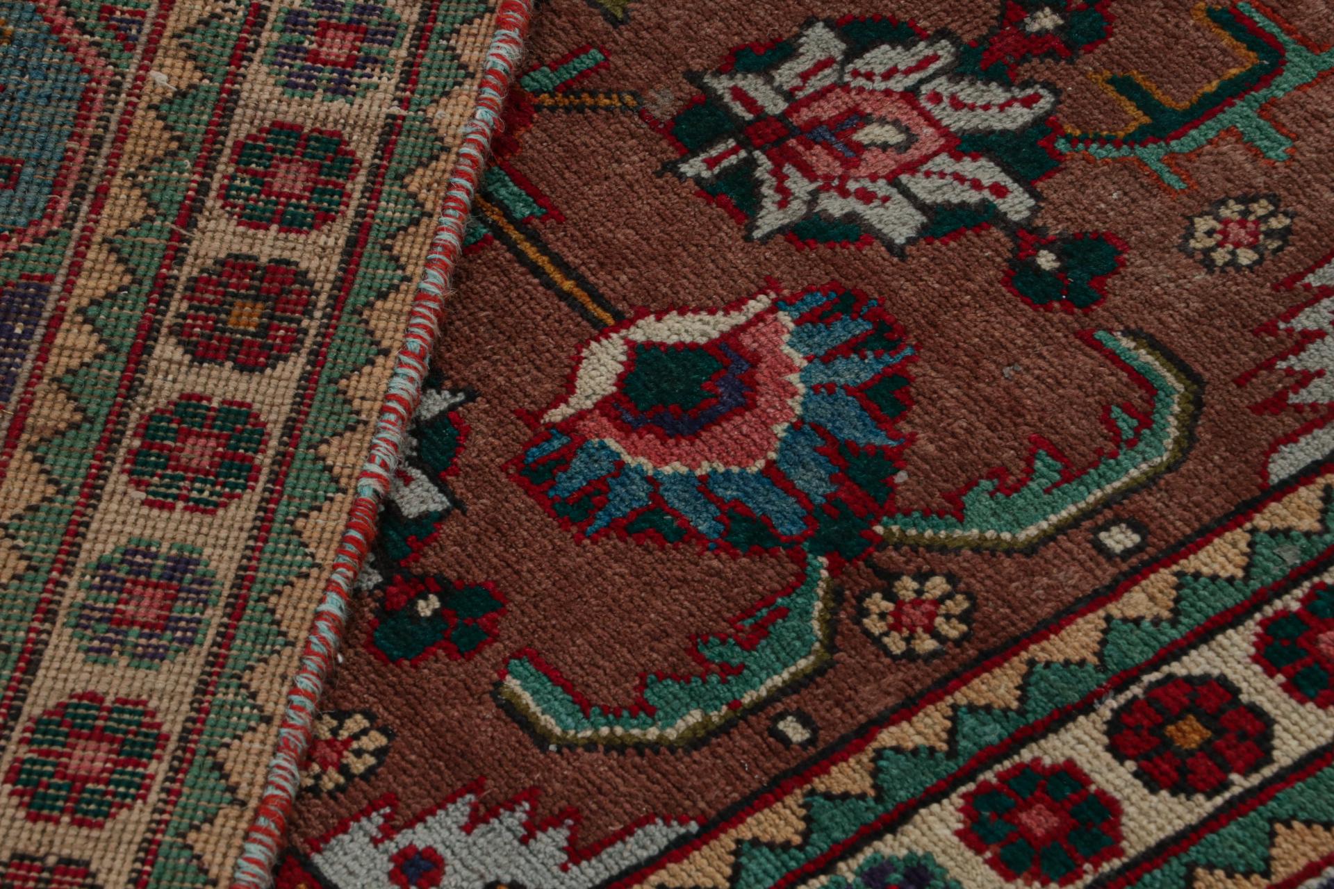 Wool Vintage Persian rug in Indigo, Beige-Brown Patterns by Rug & Kilim For Sale