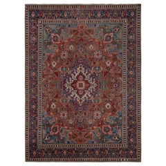 Vintage-Perserteppich in Indigo, Beige-Braun-Muster von Rug & Kilim