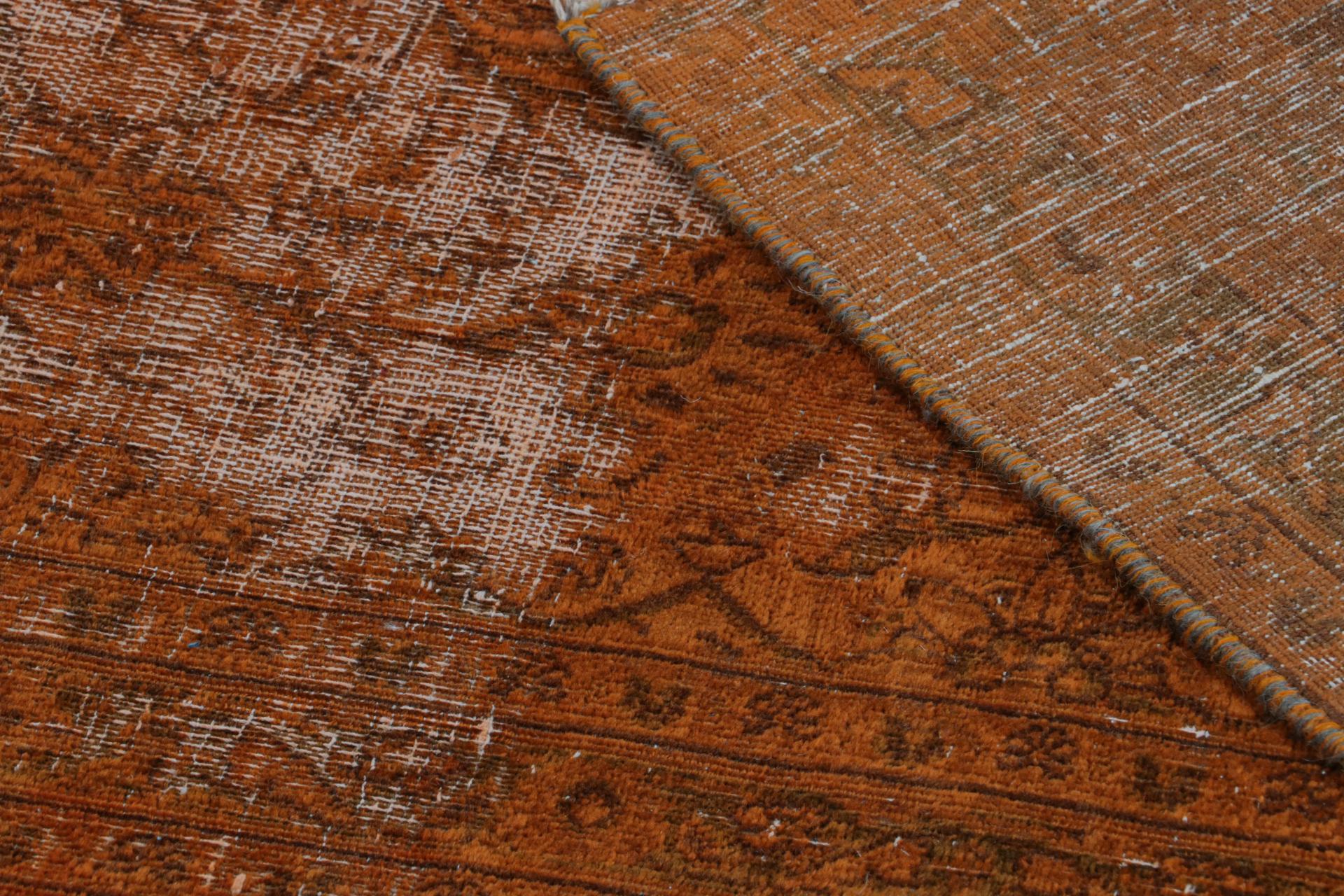 Vintage Persian Rug in Rust Orange and Brown Floral Patterns, From Rug & Kilim For Sale 1