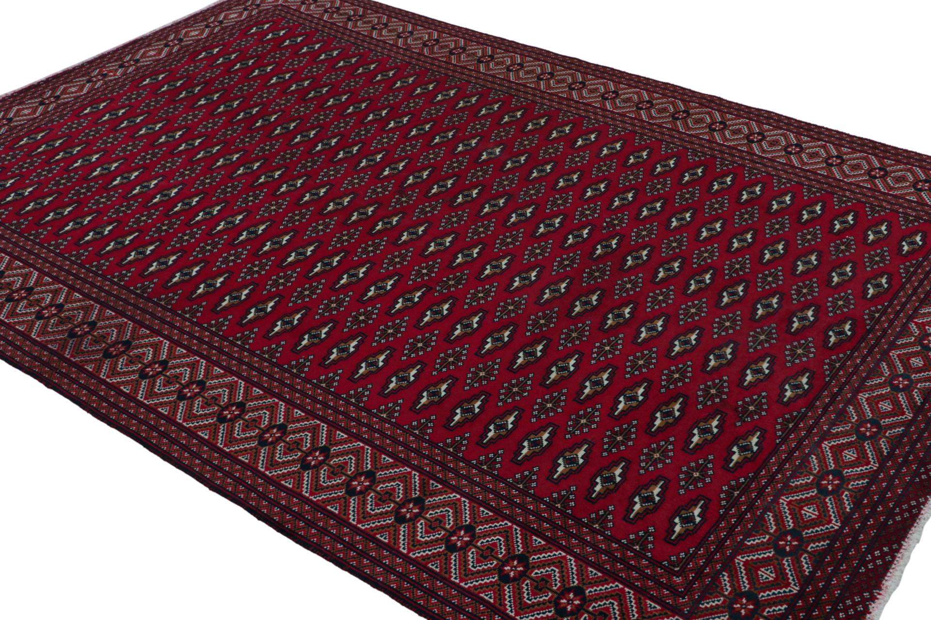 Hand knotted in wool on cotton, a 6x9 Persian rug circa 1970-1980 - latest to join Rug & Kilim’s vintage selections.

On the Design:

The backdrop of the rug boasts rich saturated red in an overdyed fashion - hosting beige-brown geometric patterns