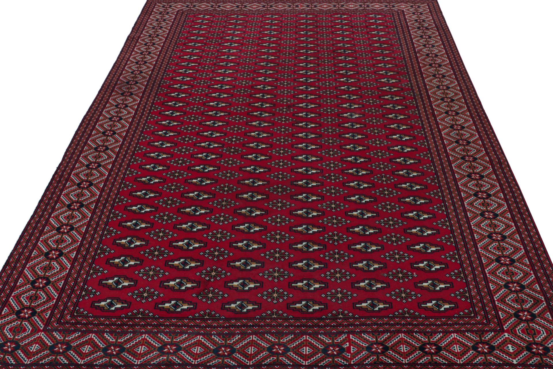 Hand-Knotted Vintage Persian rug in Red with Beige-Brown Geometric Patterns by Rug & Kilim For Sale