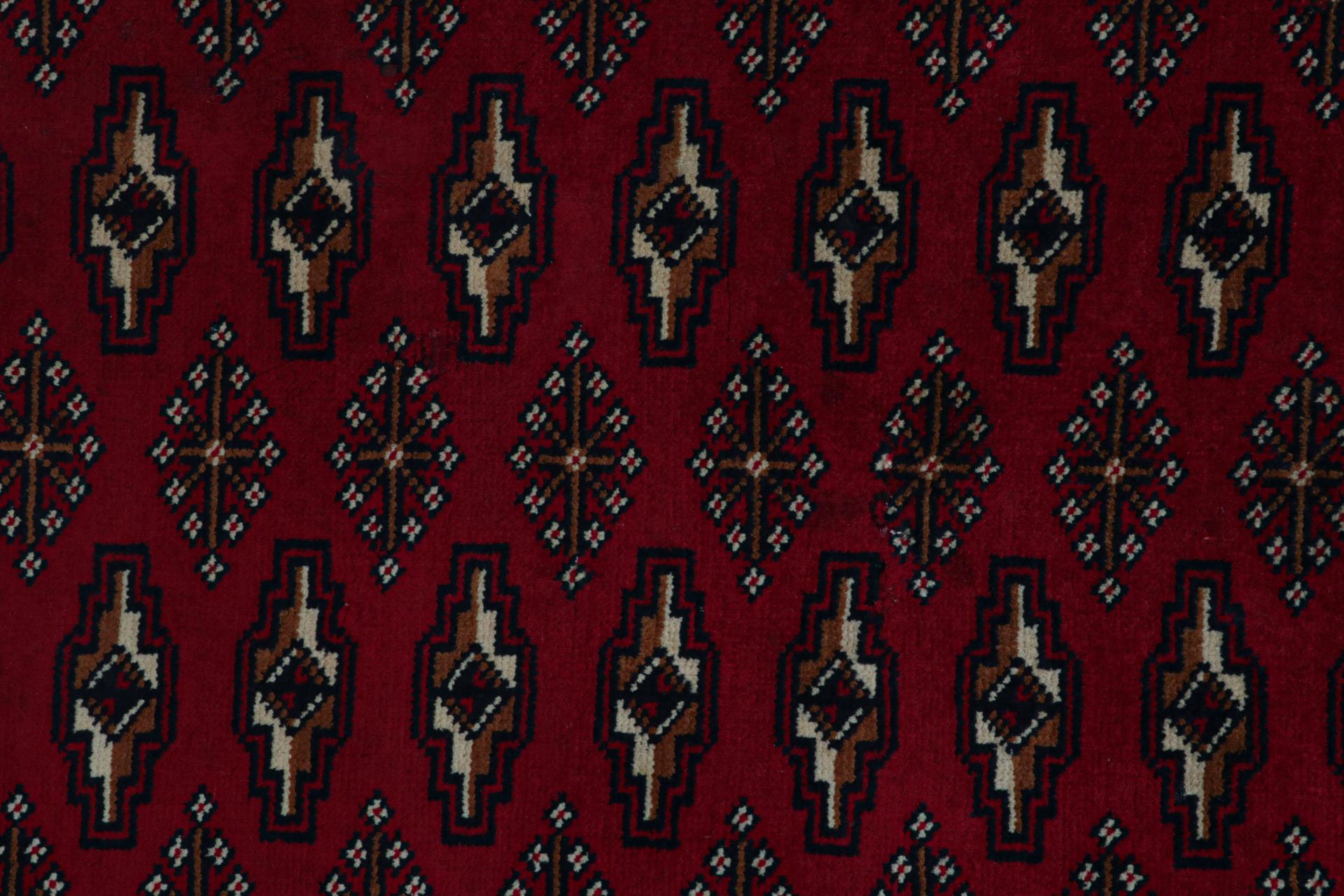 Wool Vintage Persian rug in Red with Beige-Brown Geometric Patterns by Rug & Kilim For Sale