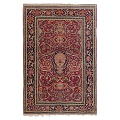 Vintage Persian Rug in Red, with Polychromatic Floral Patterns, from Rug & Kilim