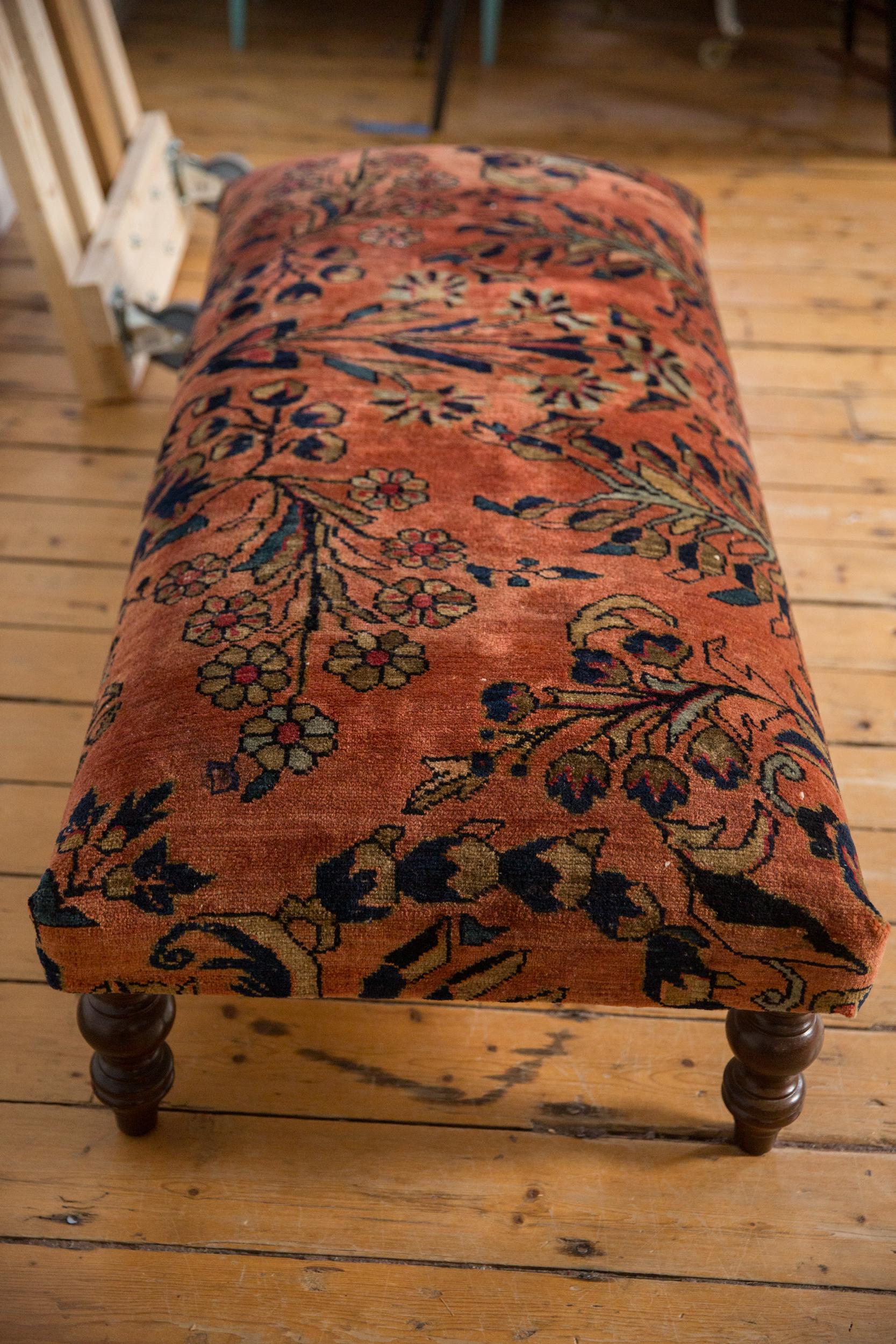 Hand-Crafted Vintage Persian Rug Ottoman Coffee Table