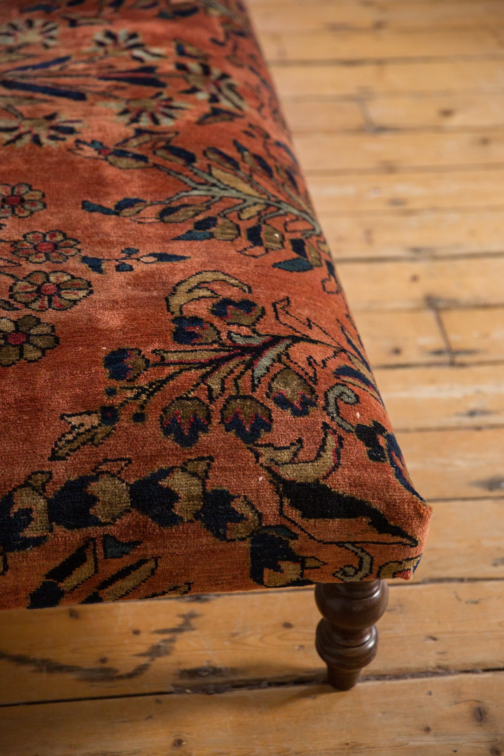 Vintage Persian Rug Ottoman Coffee Table In Good Condition In Katonah, NY