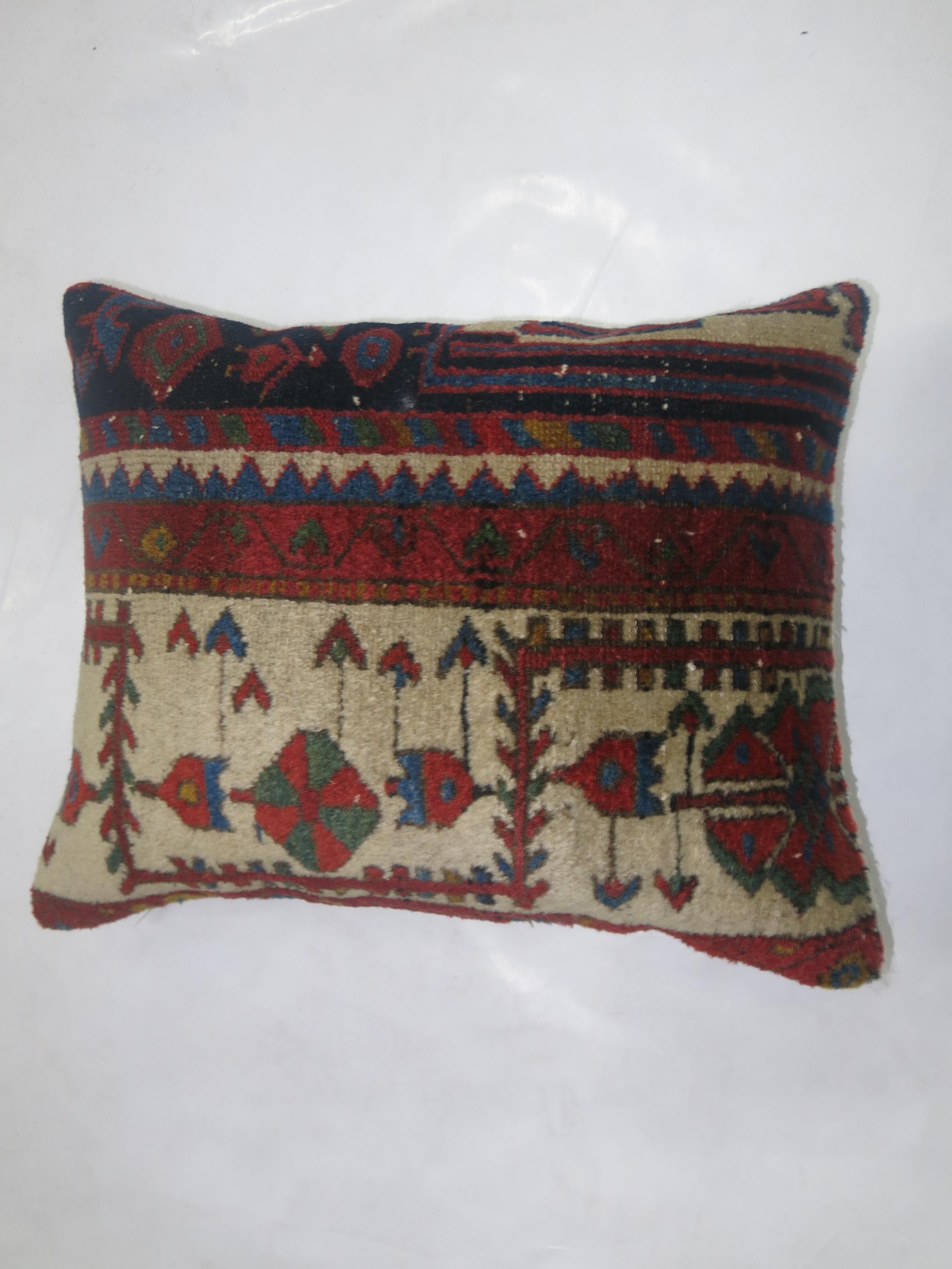 Heriz Serapi Vintage Persian Rug Pillow