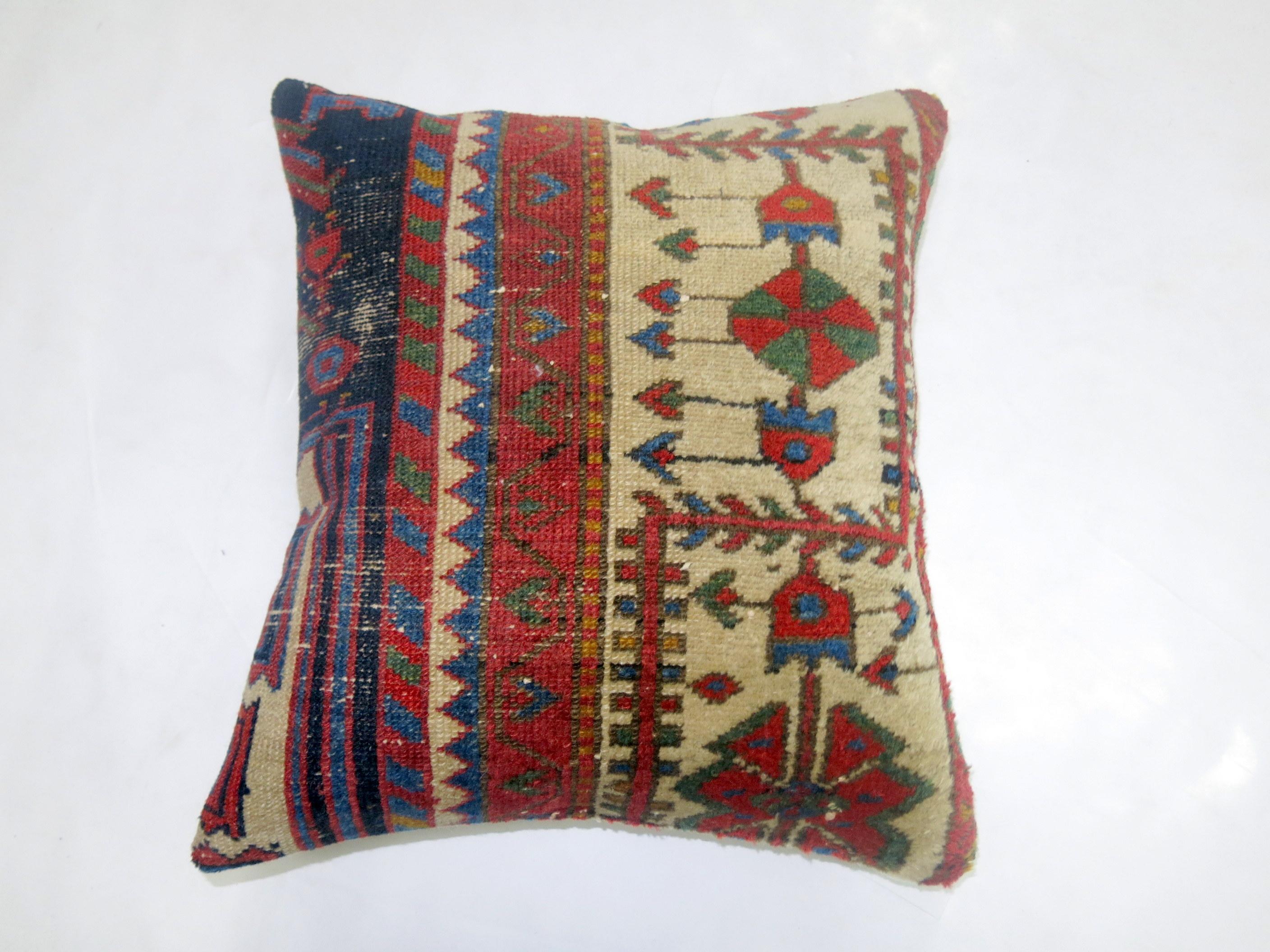 Heriz Serapi Vintage Persian Rug Pillow